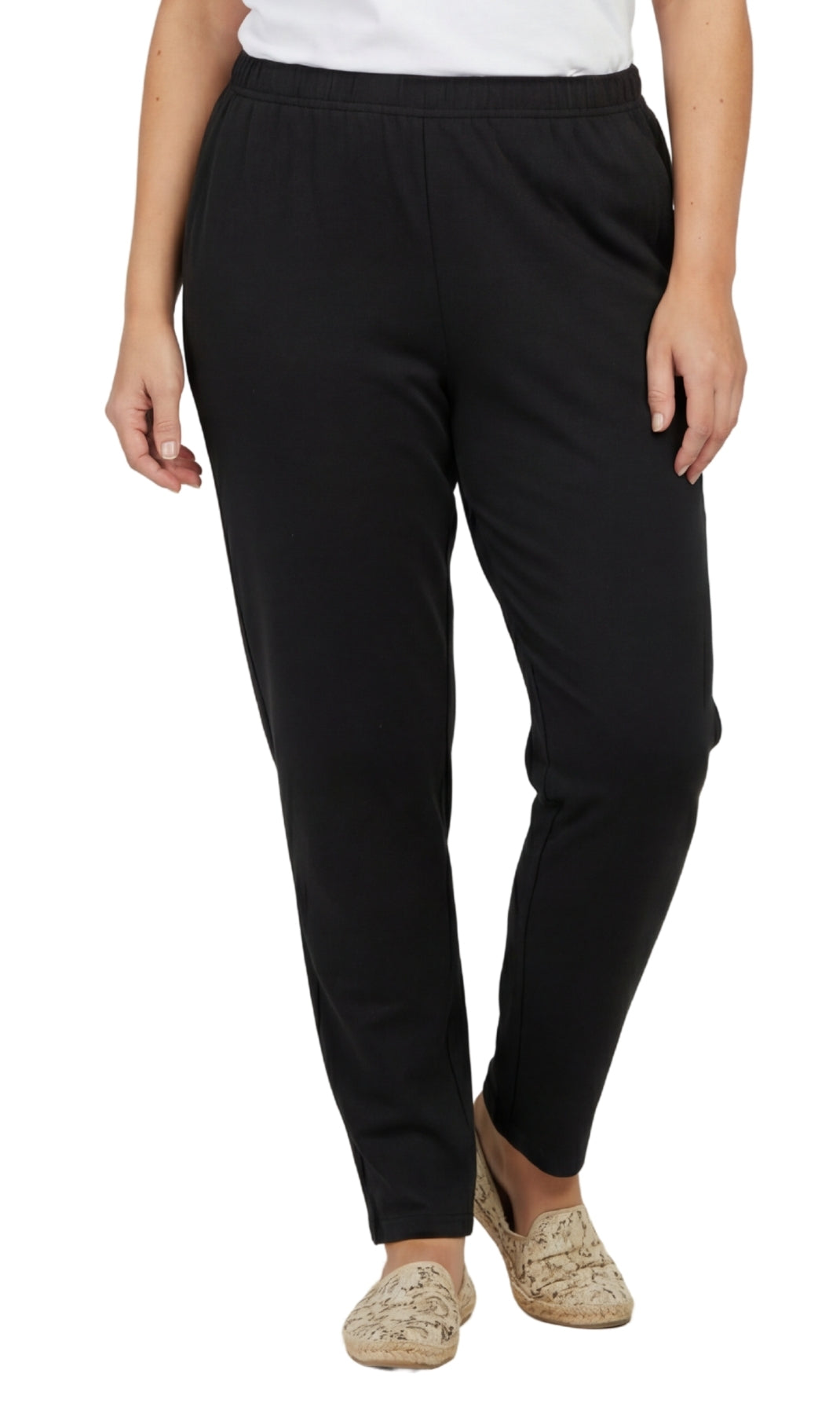 Women's Knit Pull on Pants - Cotton Blend with Flat Front waistband 23