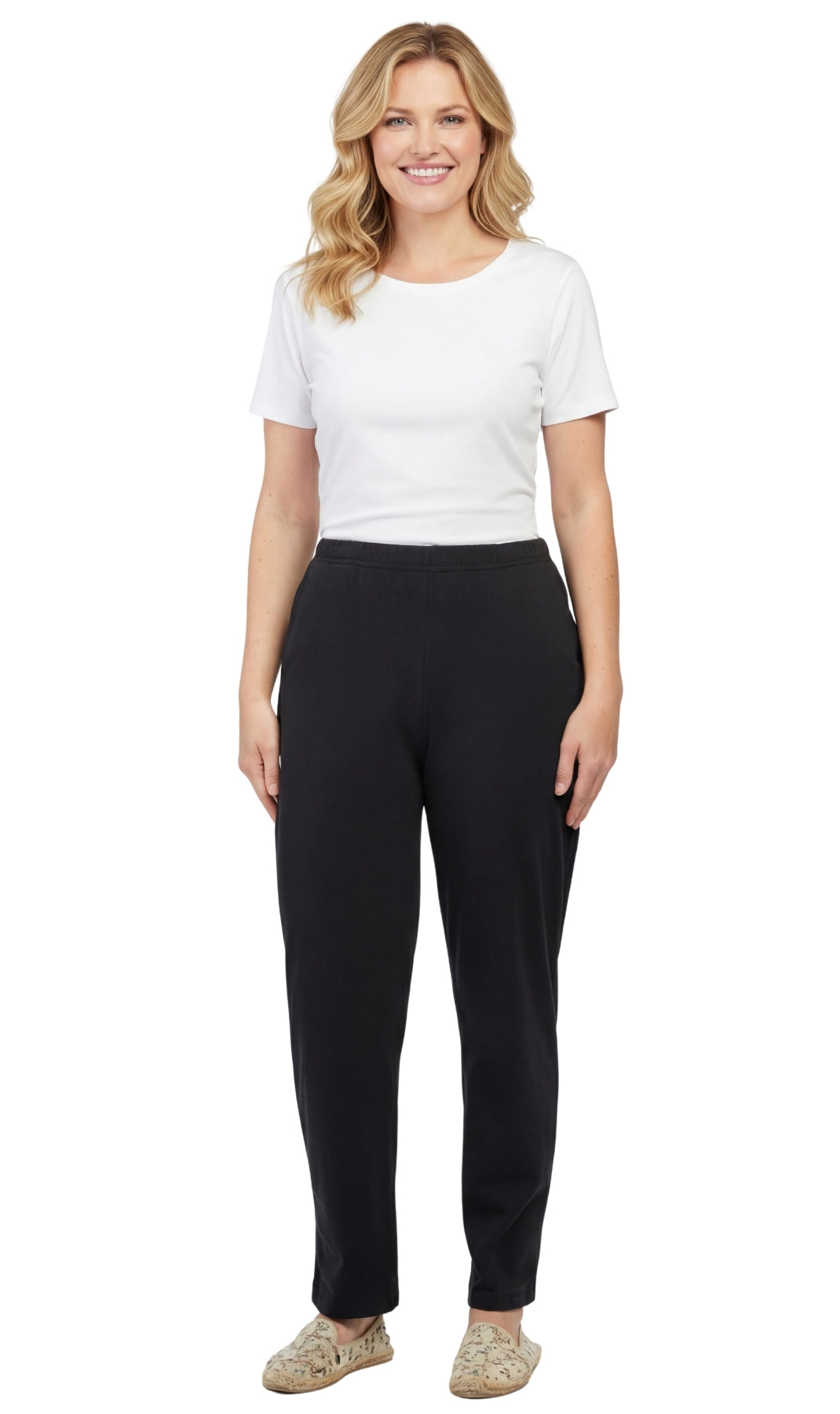 Women's Knit Pull on Pants - Cotton Blend with Flat Front waistband 25