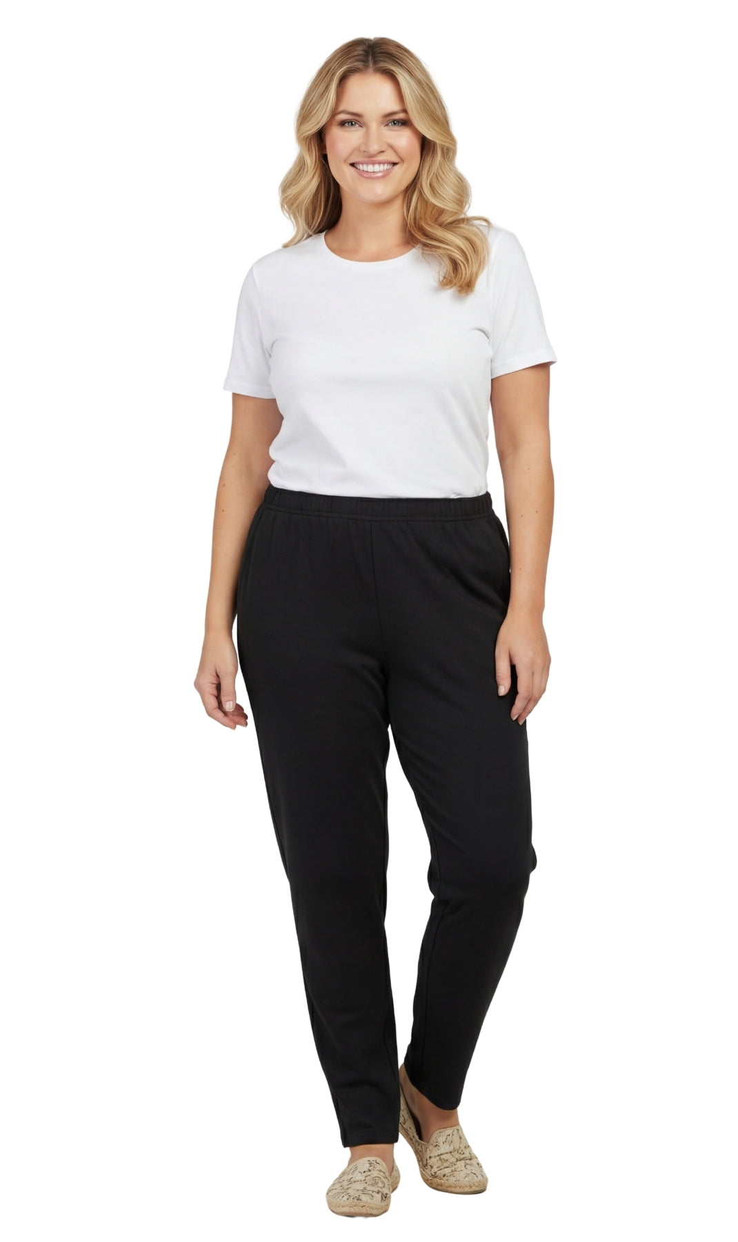 Women's Knit Pull on Pants - Cotton Blend with Flat Front waistband 24