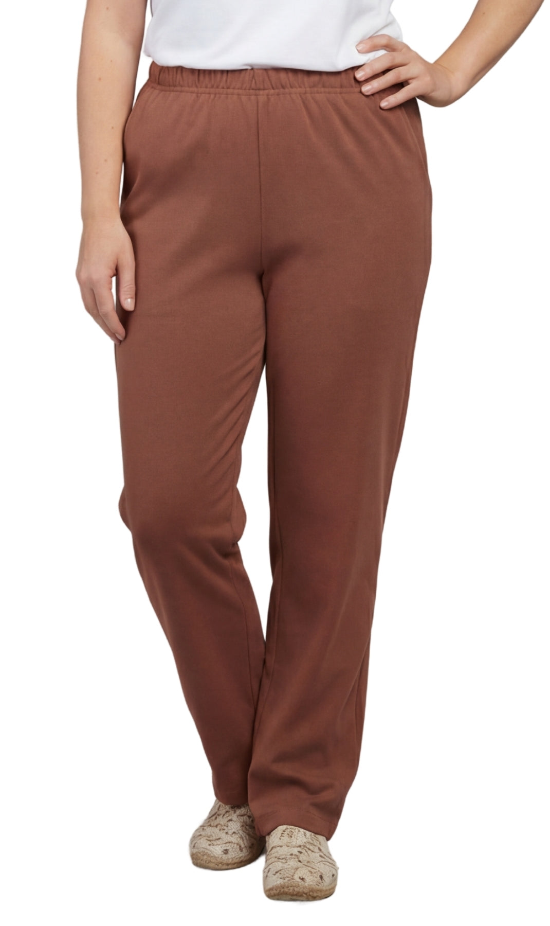 Women's Knit Pull on Pants - Cotton Blend with Flat Front waistband 19