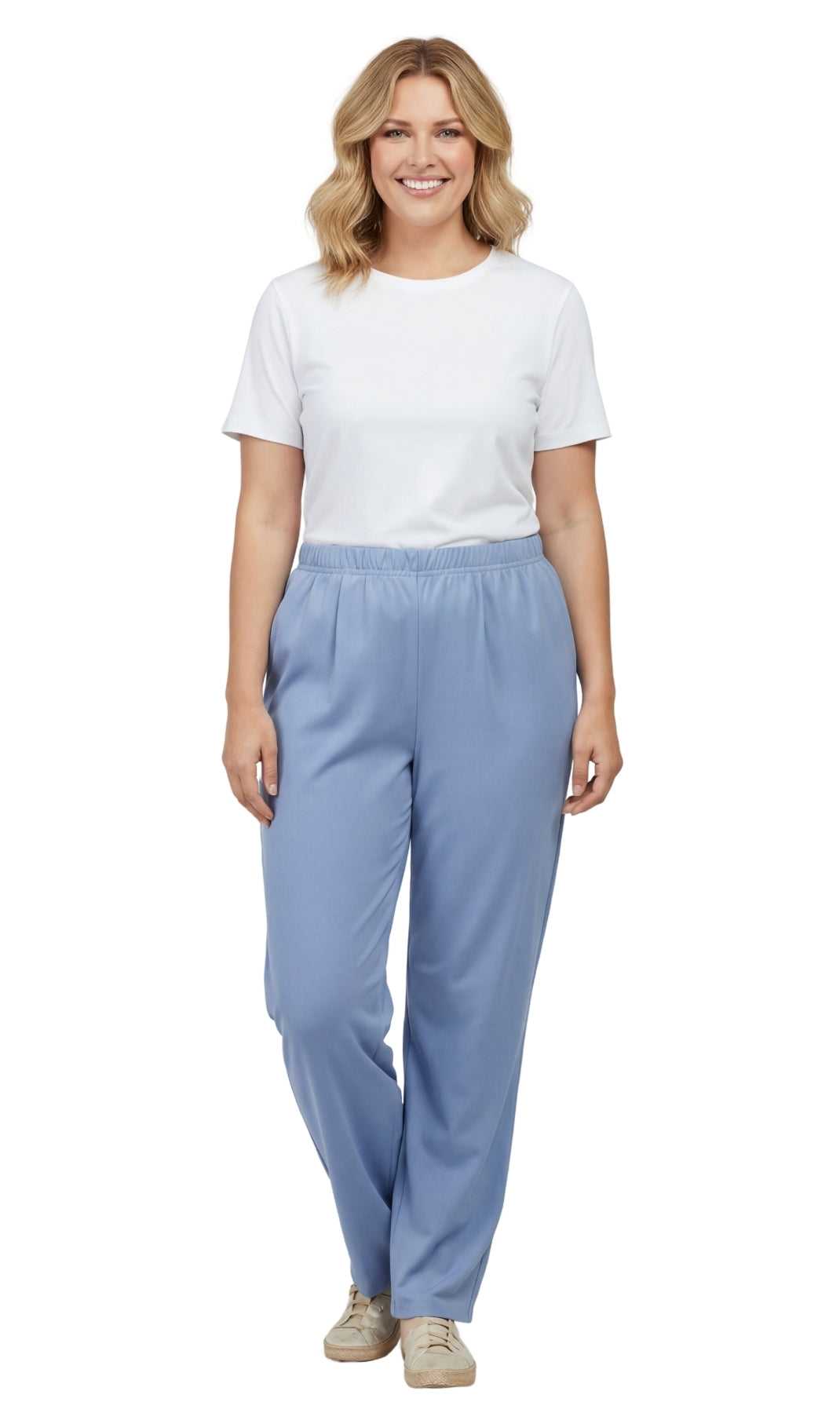 Women's Knit Pull on Pants - Cotton Blend with Flat Front waistband 29