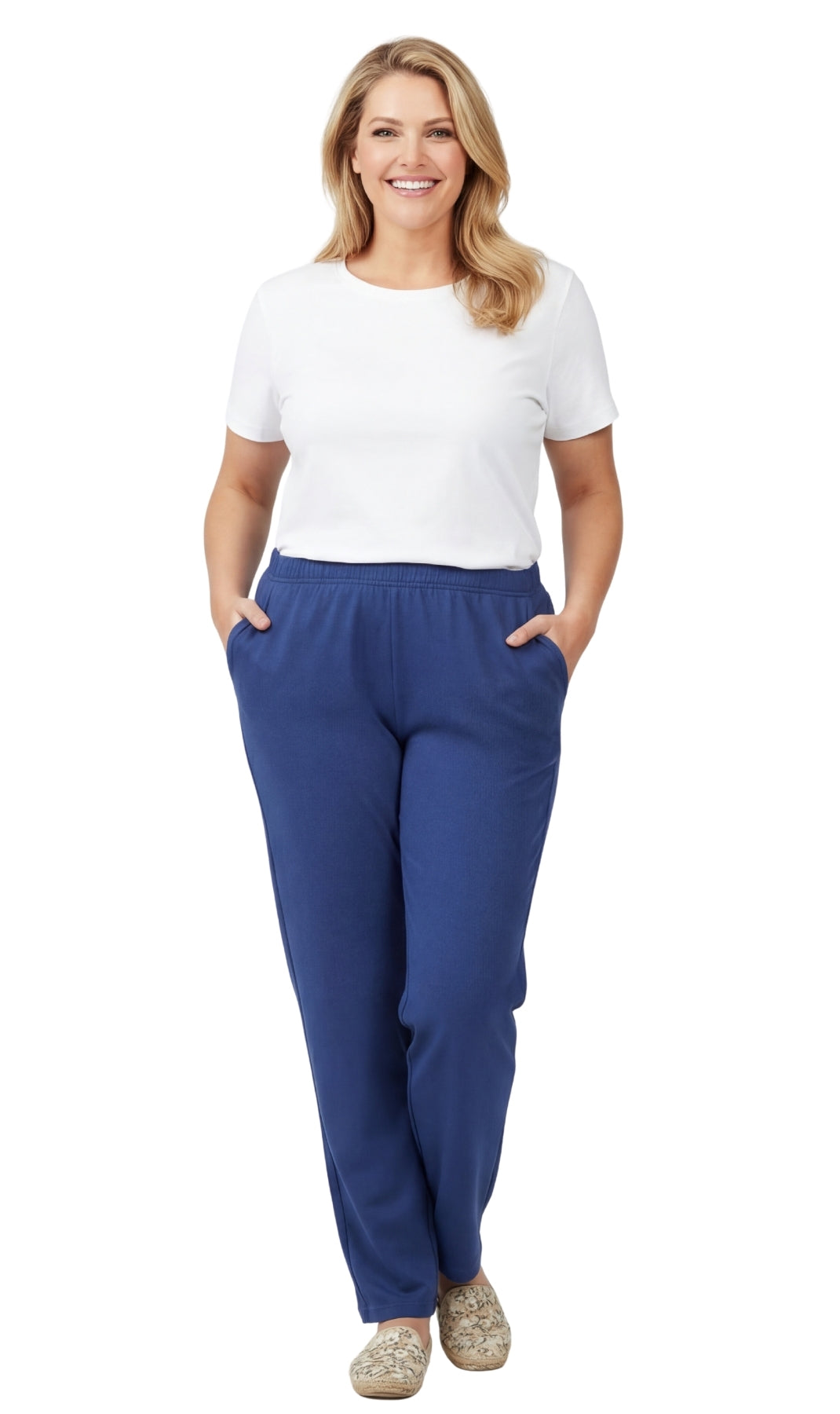 Women's Knit Pull on Pants - Cotton Blend with Flat Front waistband 5