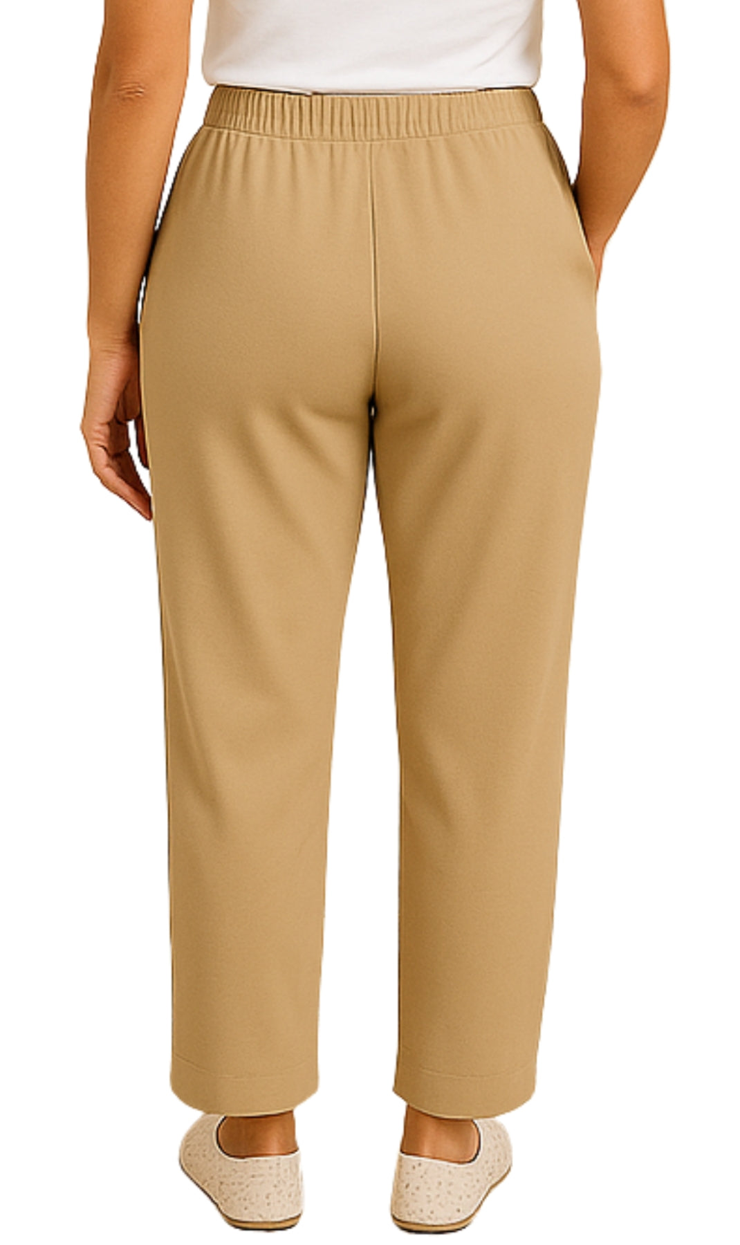 Women's Knit Pull on Pants - Cotton Blend with Flat Front waistband 9