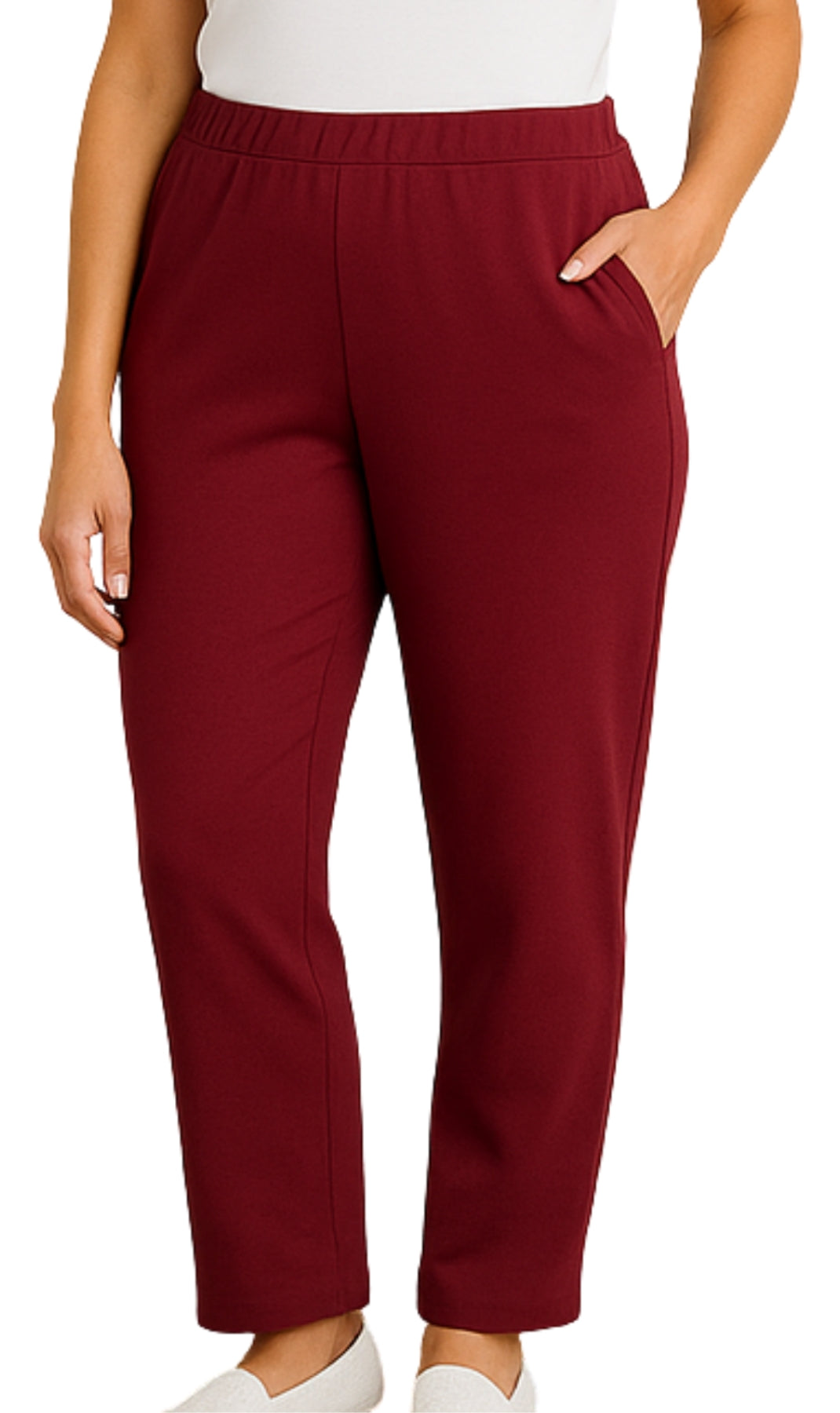 Women's Knit Pull on Pants - Cotton Blend with Flat Front waistband 23