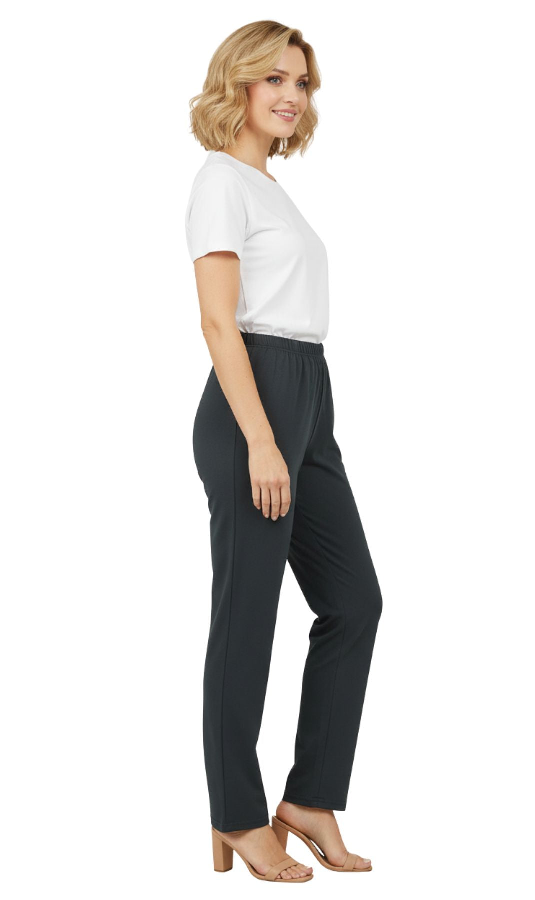 Turtle Bay New York Women's Cotton Stretch Leggings Black Full Side