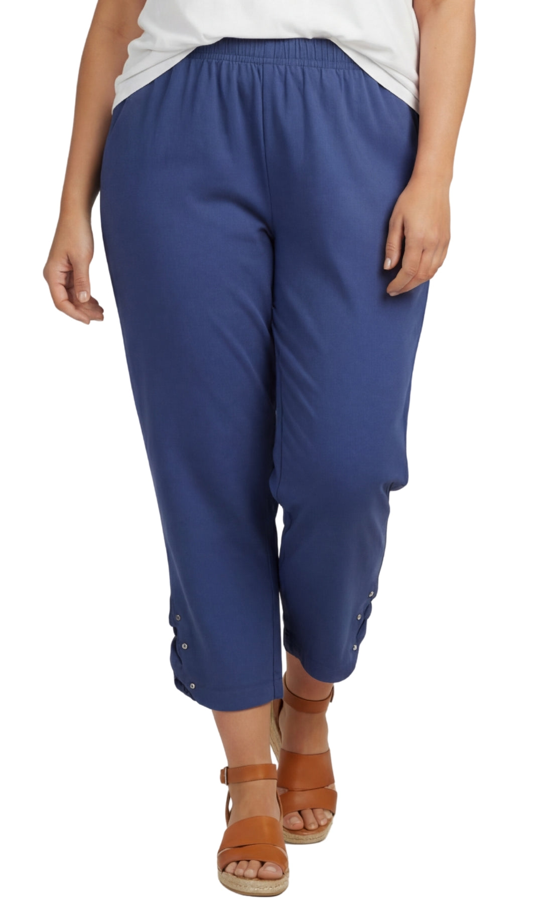 Women's Capris with Studded Hem Detail in Tri-Blend Denim and Twill with Angled side Pockets 6