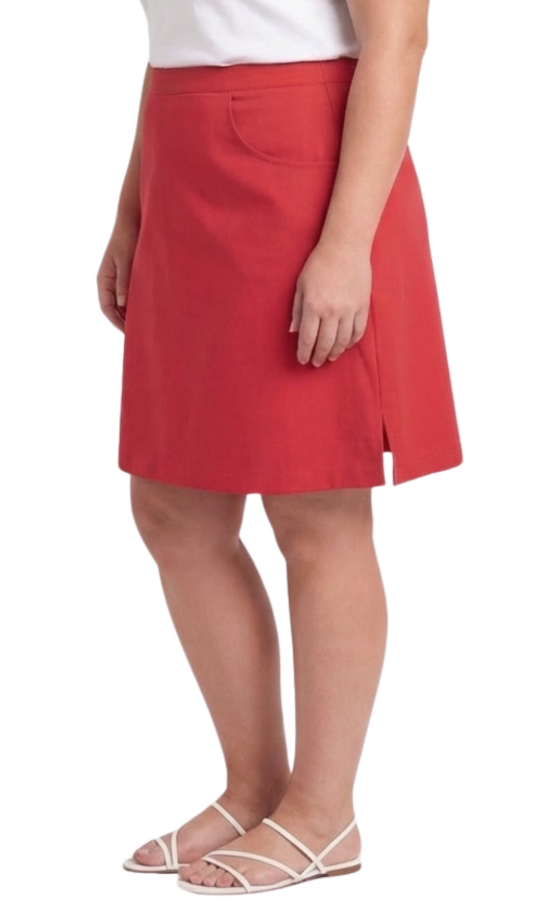Turtle Bay New York Women's Pull on Skort in Twill with Elastic Waist and Front Pockets red side