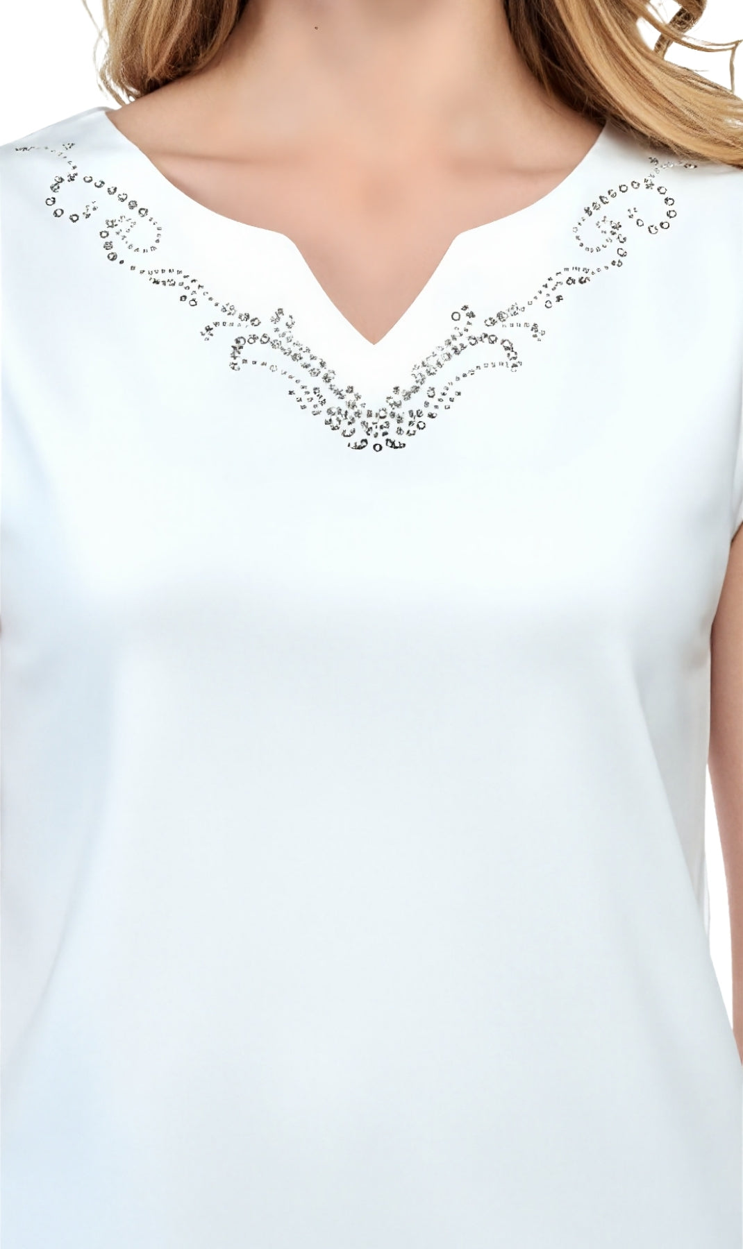 Turtle Bay Apparel Women's Rhinestone Notch V-neck Knitted Tank Top