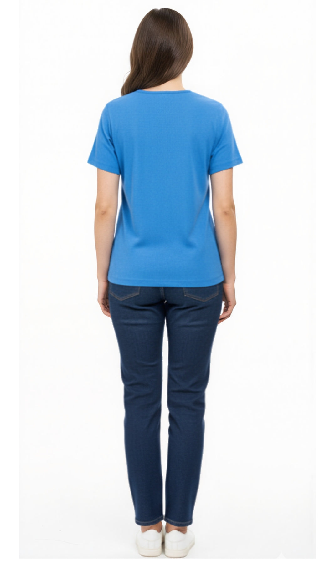 Turtle Bay Apparel Women's Textured Knit T-shirt with Jewel Neckline and Short Sleeves