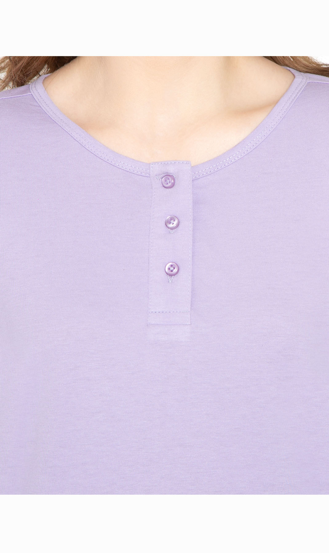 Women's Three Quarter Sleeve Henley ÔÇô Comfort in Every Color! - Lavender - Front - TURTLE BAY APPAREL
