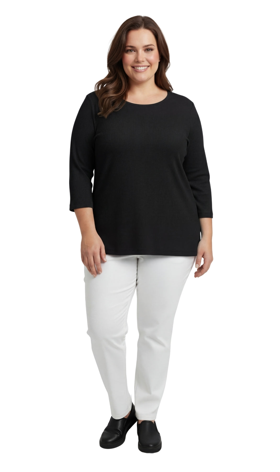 Women's Ribbed 3/4 Sleeve Crew Neck Cotton Top 5