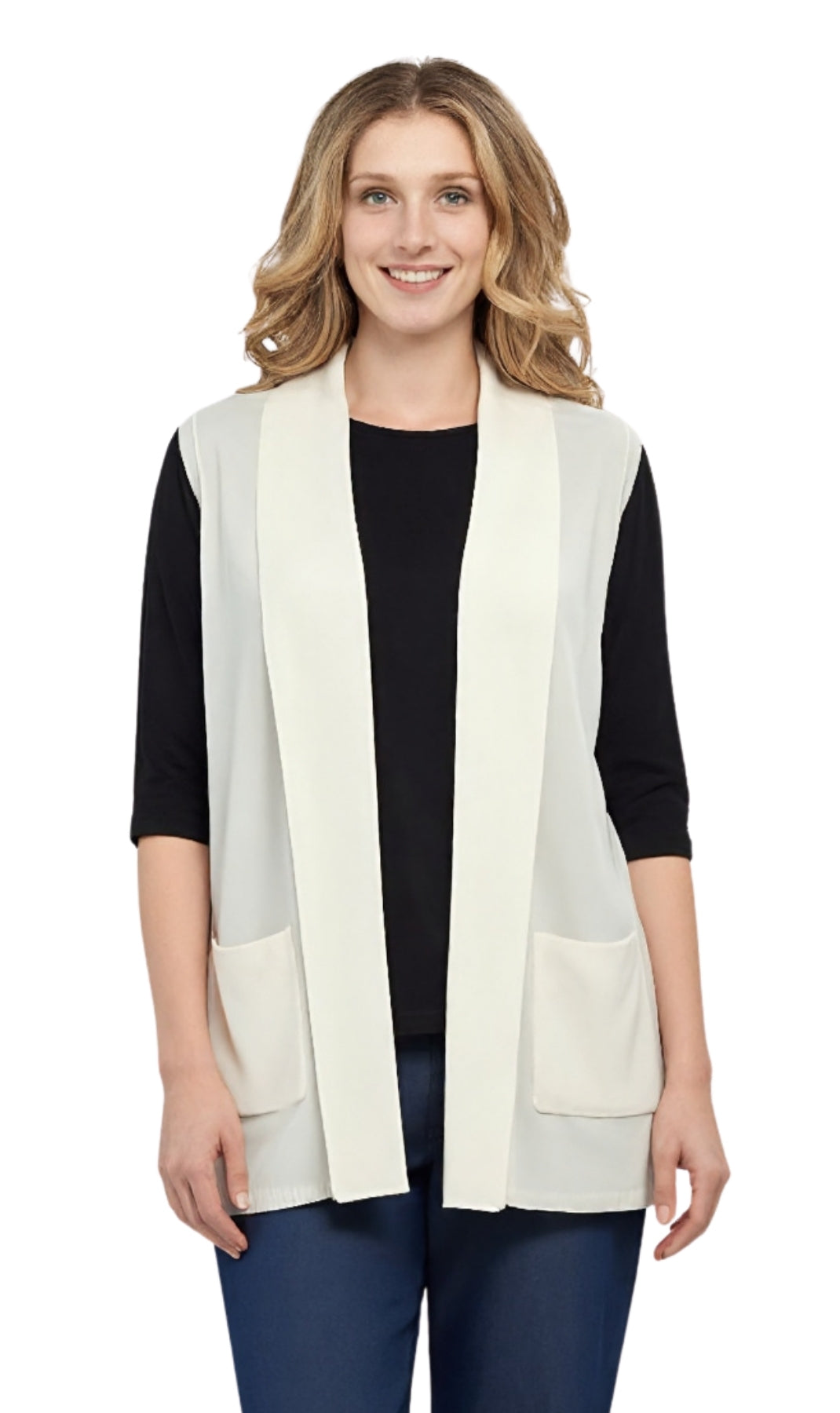 Women's Long Sleeveless Open Front Soft Shawl Collar Vest 10