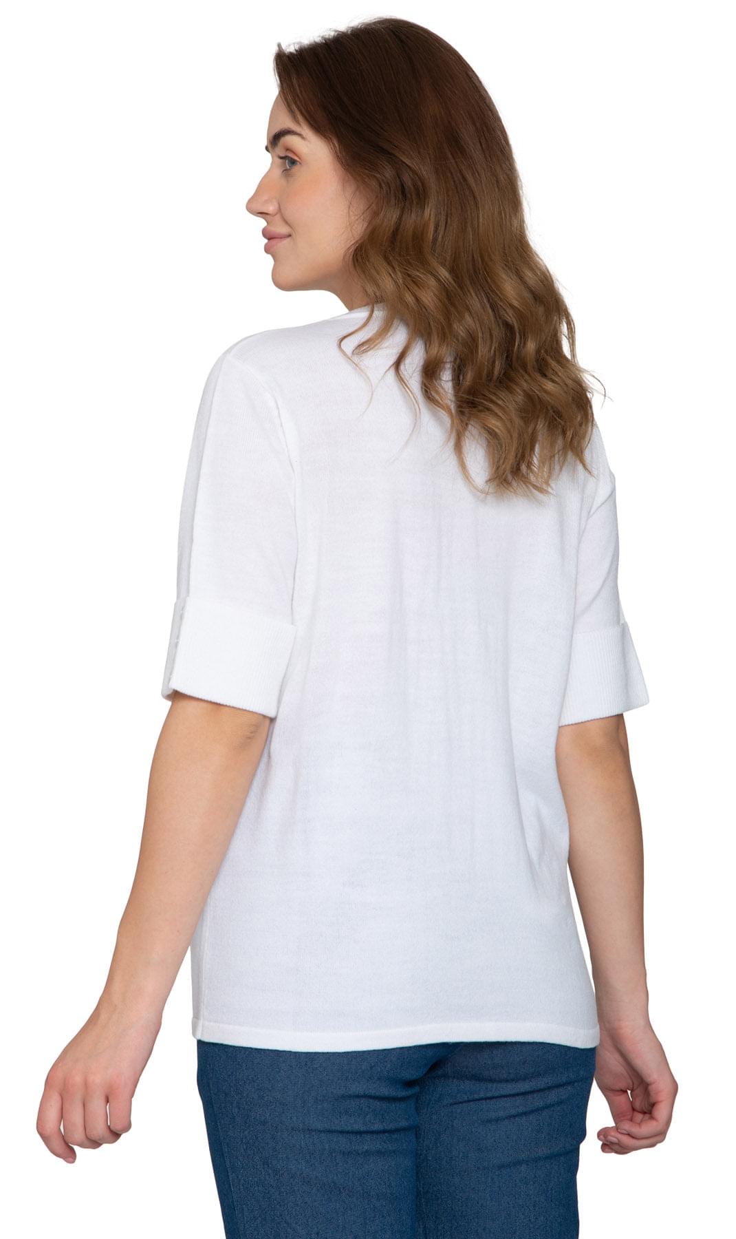 Women's Button Front Cardigan - Unique Elbow Cuff Adds Fifties Flair - White - Back - TURTLE BAY APPAREL