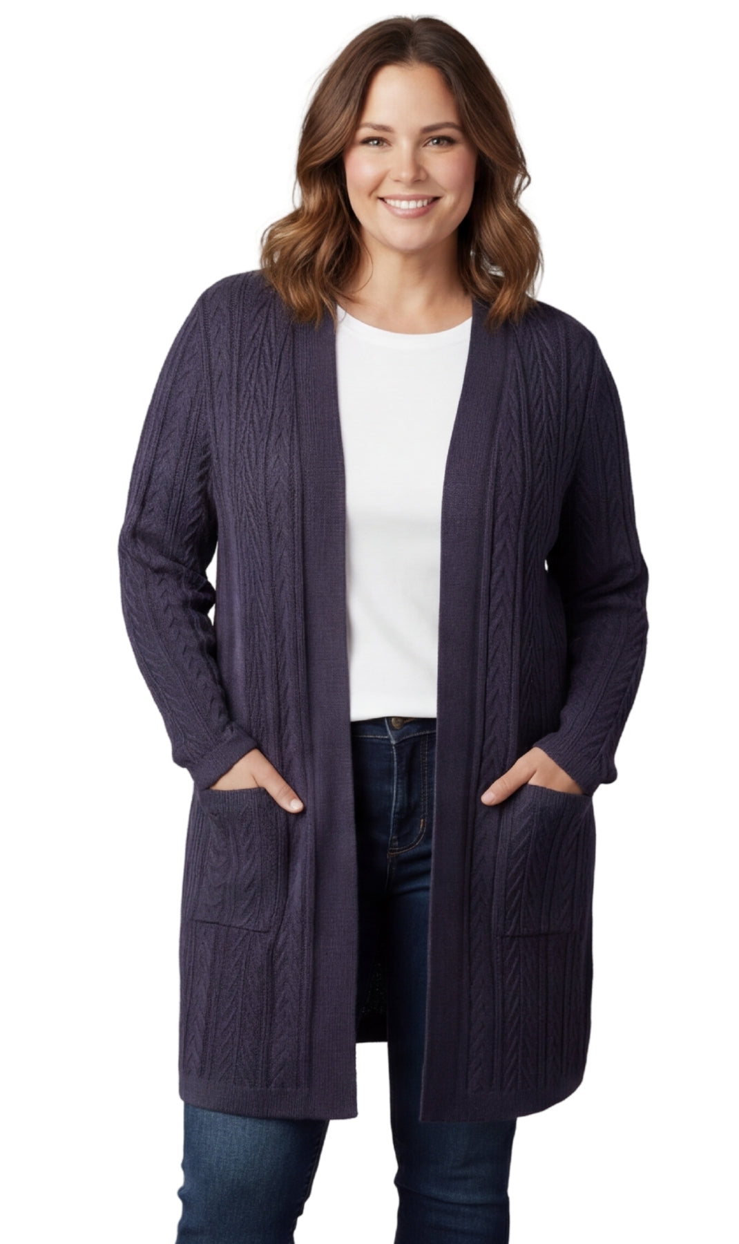 Women's Cable Knit Duster Sweater with Pockets Effortless Longline Cardigan for Everyday Warmth 8