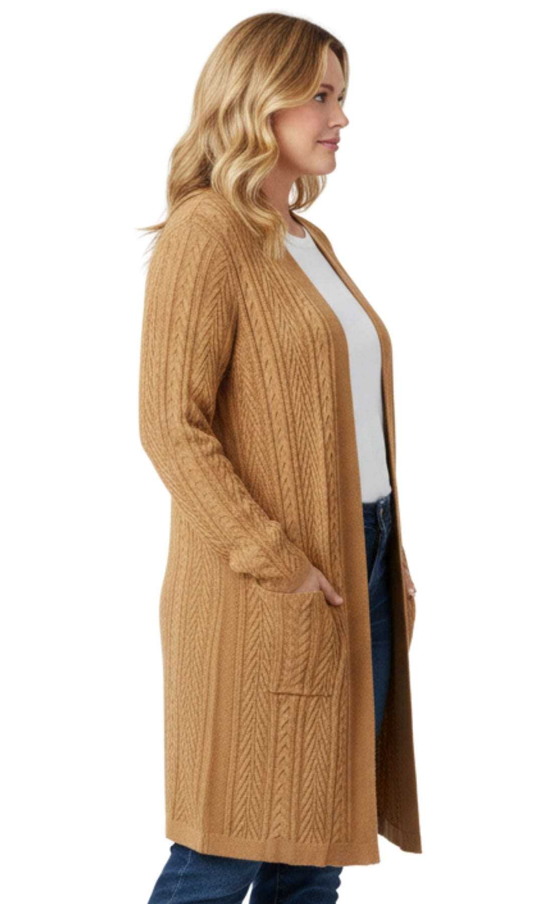 Women's Cable Knit Duster Sweater with Pockets Effortless Longline Cardigan for Everyday Warmth 6