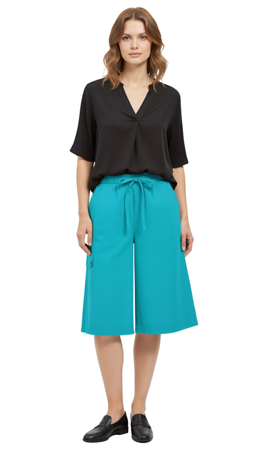 Women's 100% Calcutta Cotton Split Skirt Culottes with Cargo Pockets 14