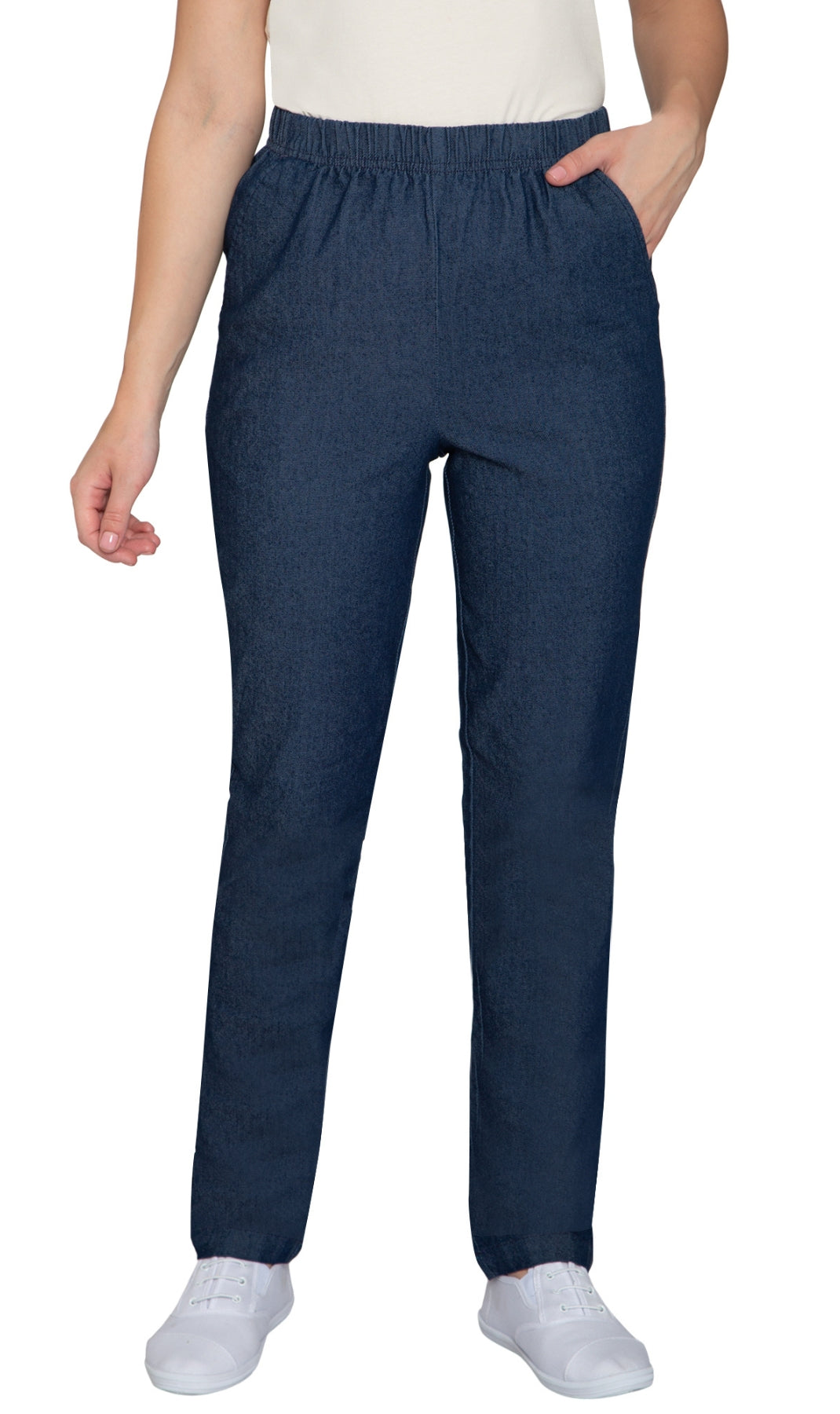 Women's Lightweight Pull-On Denim Jeans with Elastic Waist 4