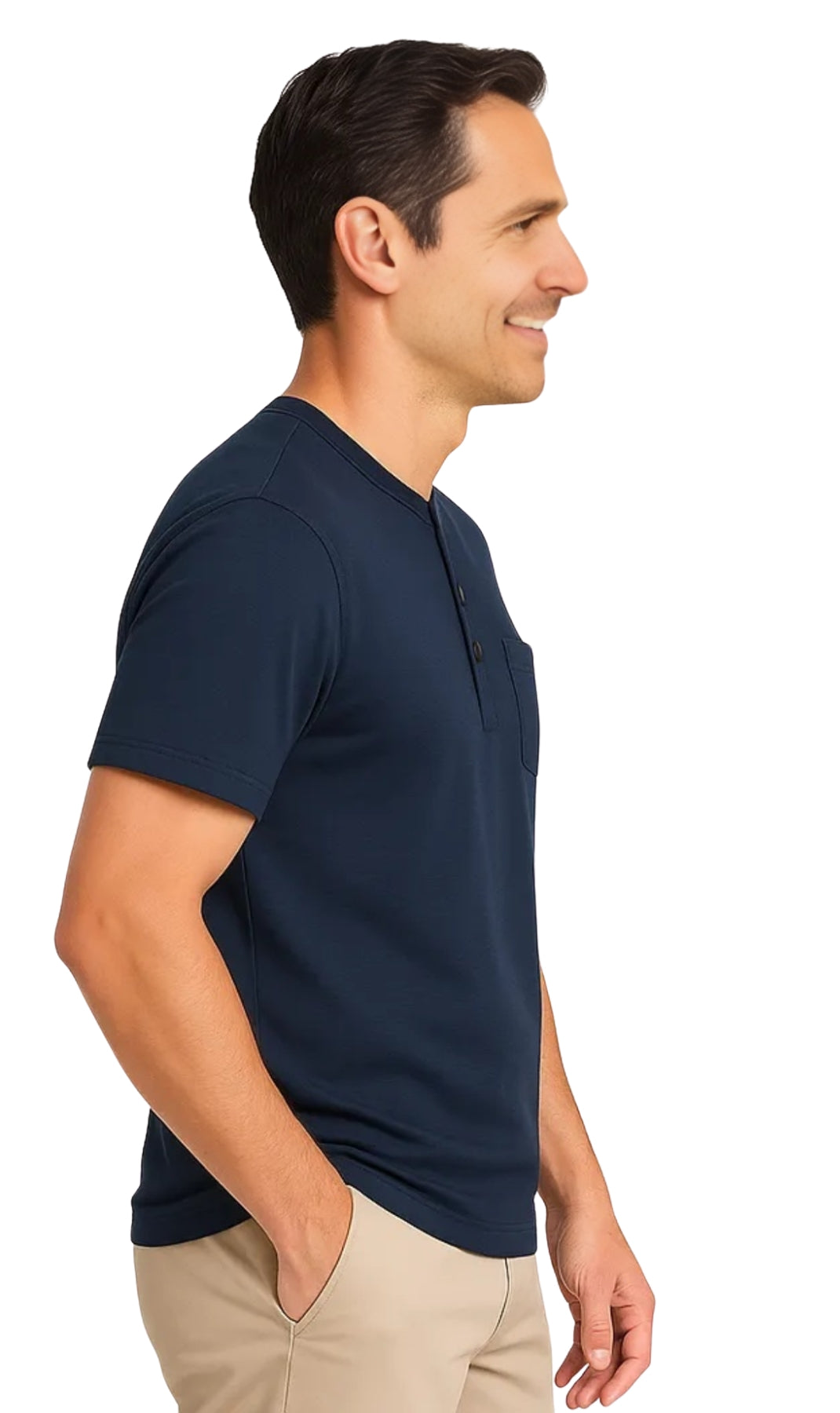 Men's Short Sleeve Henley Relaxed Fit Shirt with Pocket 12
