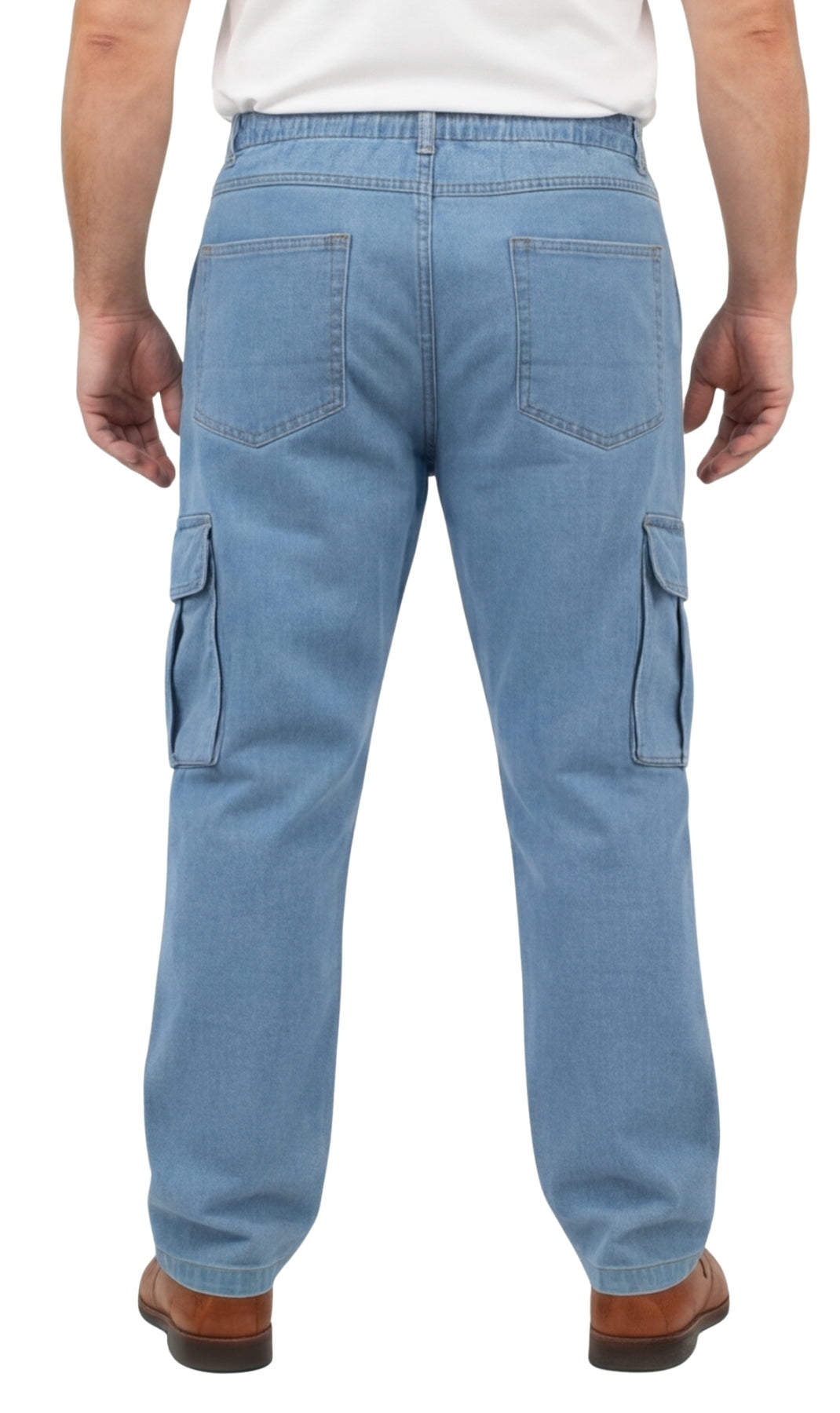 Men’s Double Cargo Pocket Pull-On Jeans – Rugged Cargo Pants in Cotton Blend Fabric 9
