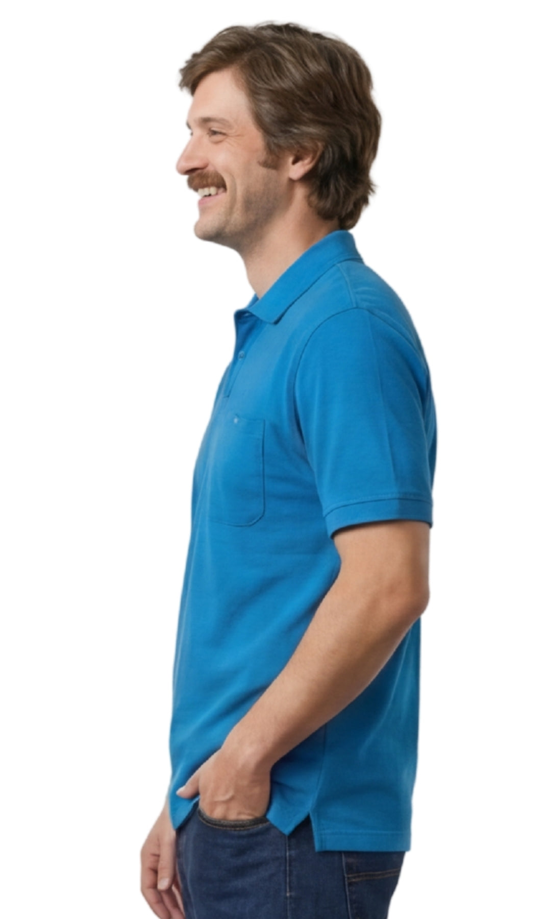 Men's Short Sleeve Pique Polo Shirt in Cotton Blend with Front Pocket 28