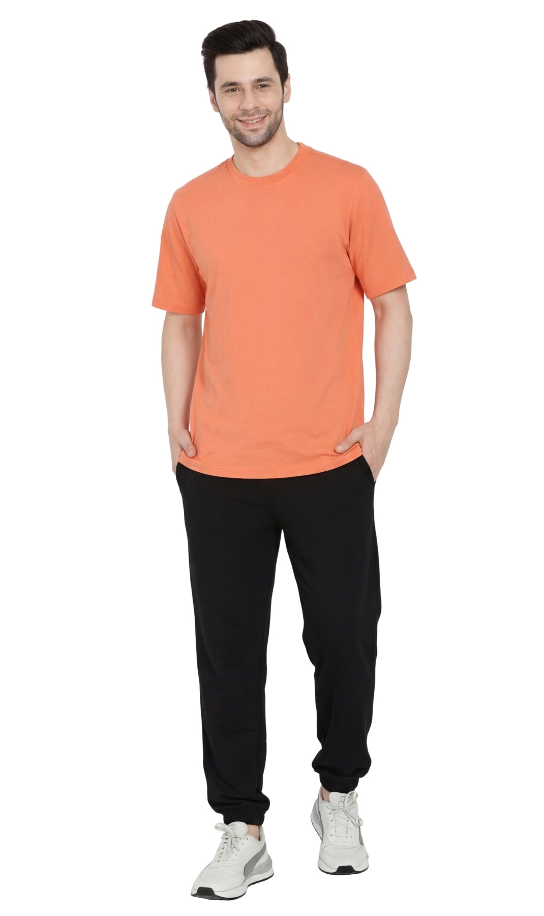 Turtle Bay Apparel Men's Heavyweight Crew Neck T-Shirt – Melon Full Length View