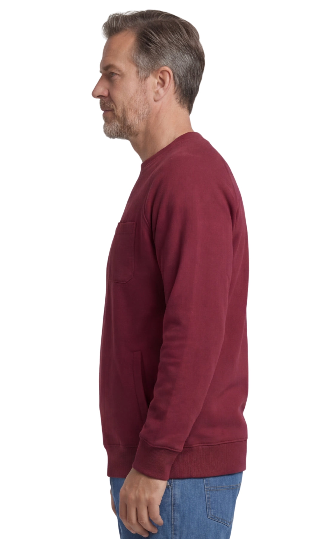 Mens 3-Pocket Fleece Sweatshirt with Raglan Seams, Chest Pocket and Tagless Neck 8