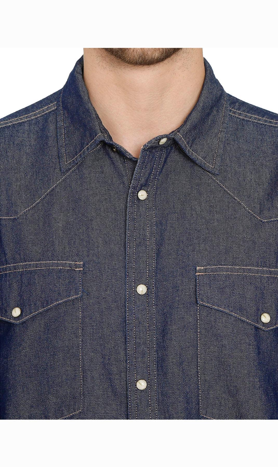 Mens Western Snap Front Shirt - Black - coller -TURTLE BAY APPAREL
