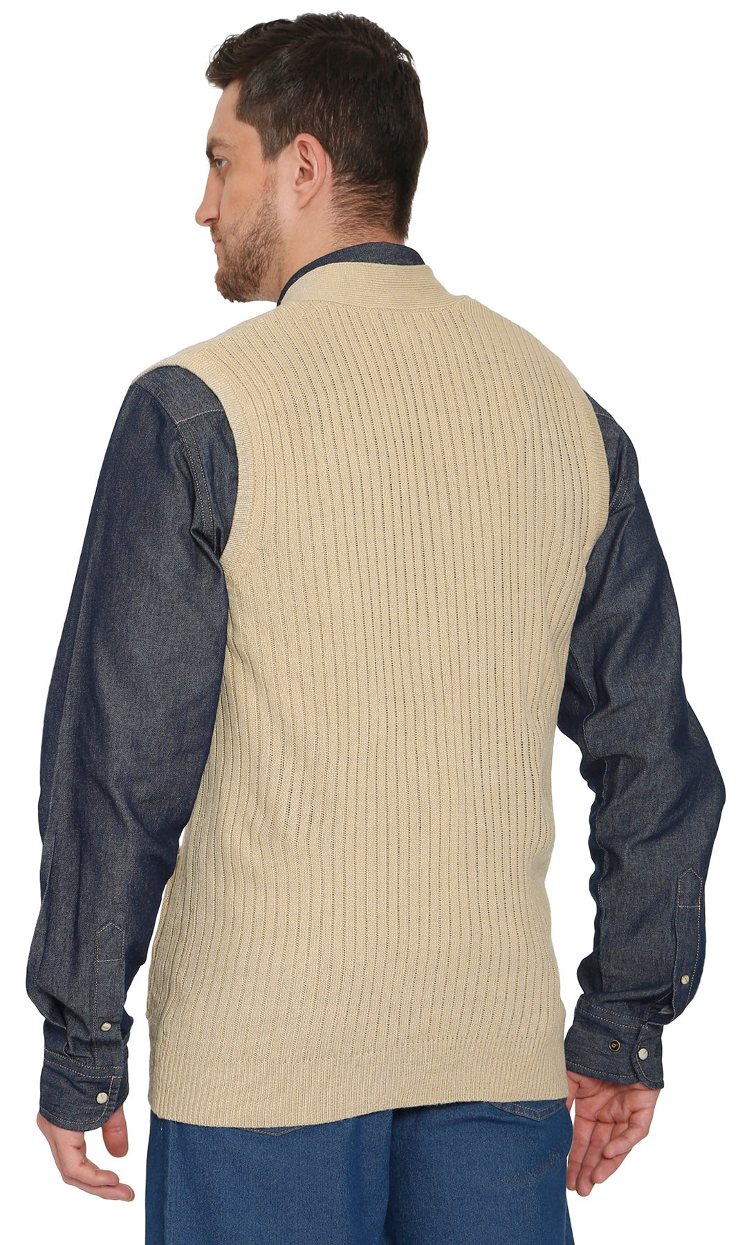 Men's Relaxed Fit Rib Knit Sweater Vest - Button Front with Pockets 31