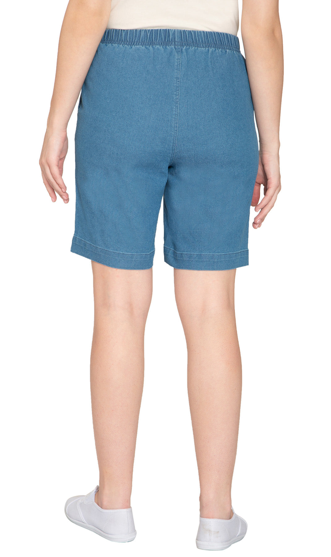 Women's Pull On Denim & Twill Shorts with stretch waist - No zipper or buttons 10