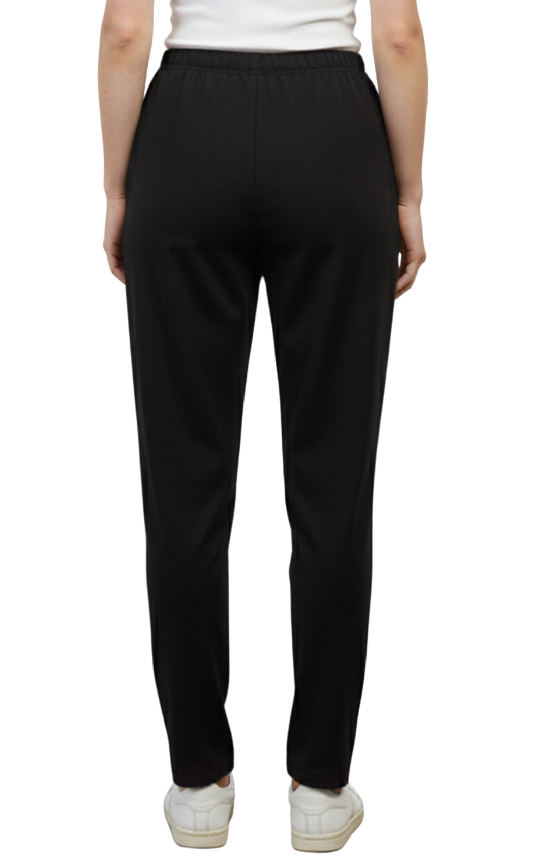 Womens Classic Poly Knit Pants - Pull On Slacks with Elastic Waist