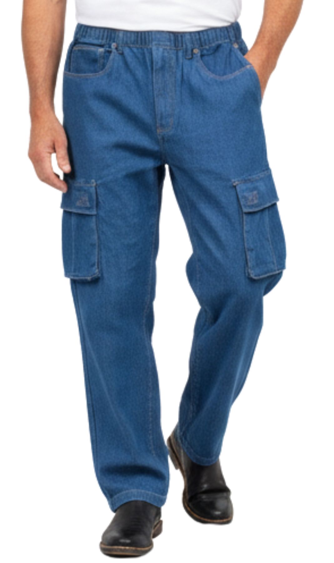 Men’s Double Cargo Pocket Pull-On Jeans – Rugged Cargo Pants in Cotton Blend Fabric 3