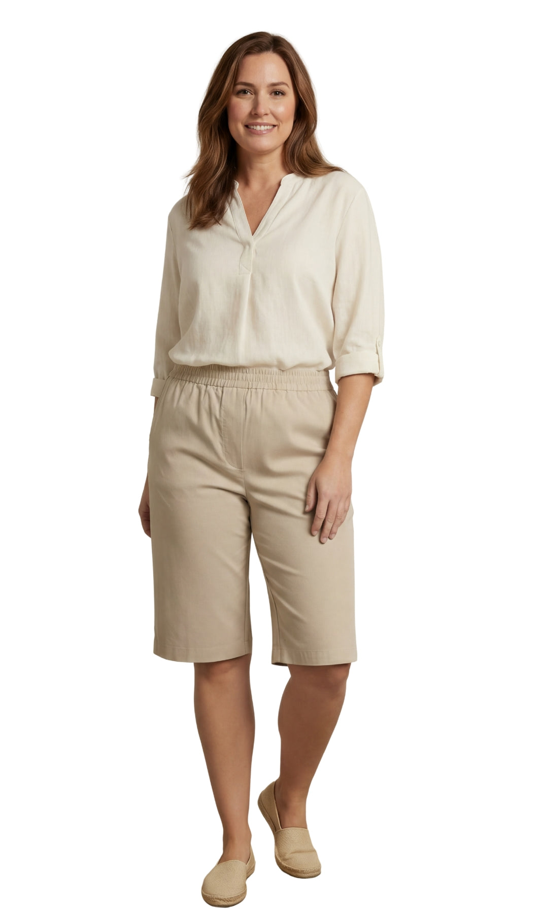 Women's Easy Pull on Bermuda Shorts in Denim and Twill 46