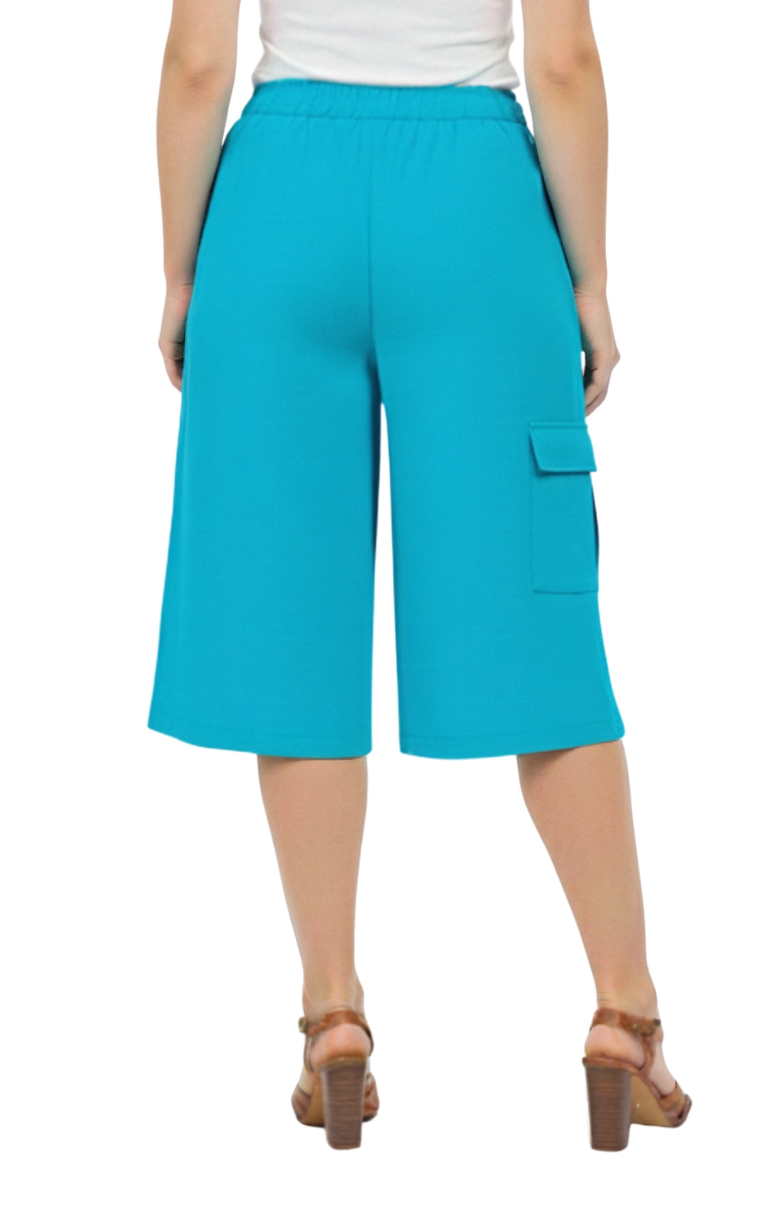 Women's 100% Calcutta Cotton Split Skirt Culottes with Cargo Pockets 11
