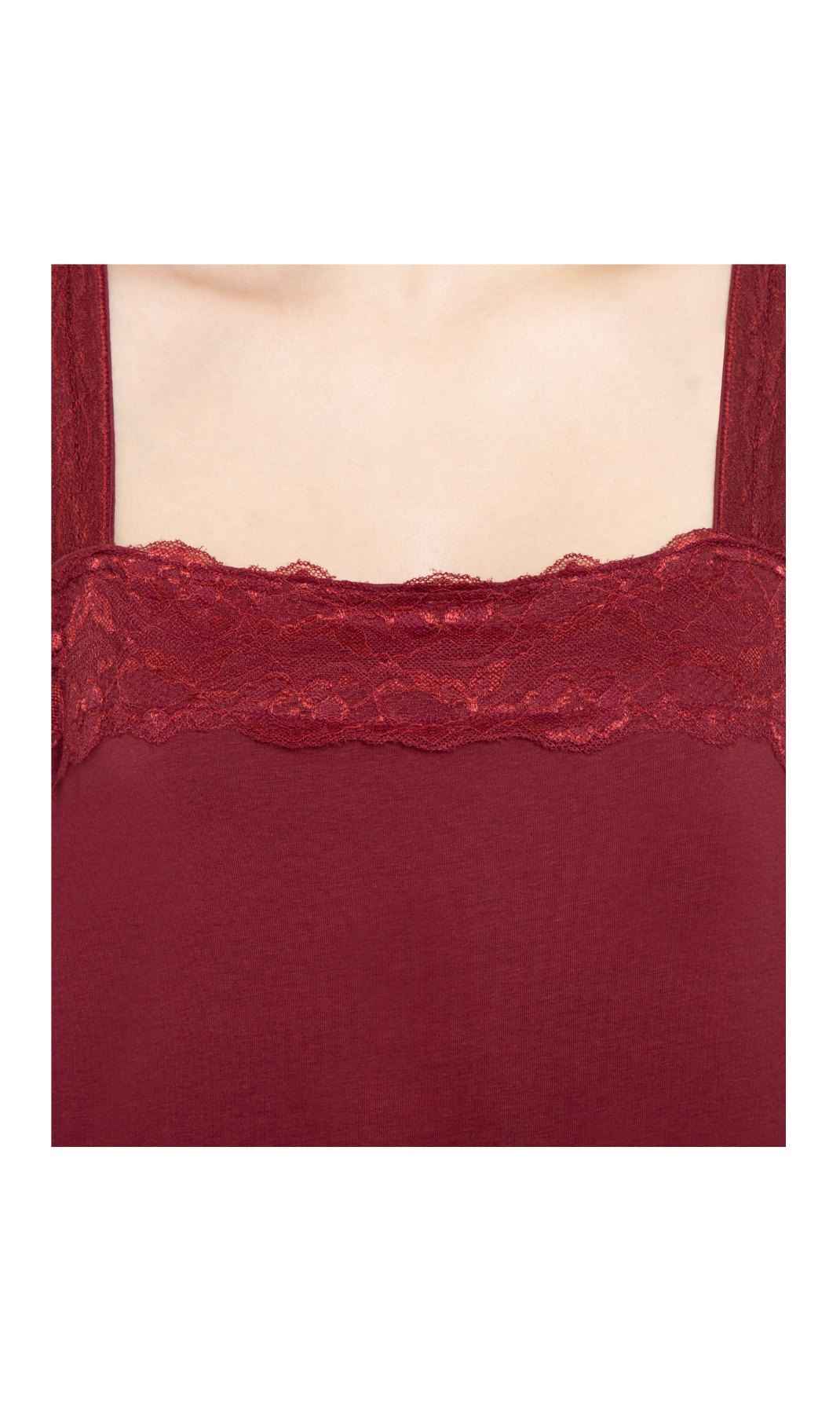 Turtle Bay Apparel Women's Lacey Trim Cotton Blend Tank Top – Burgundy