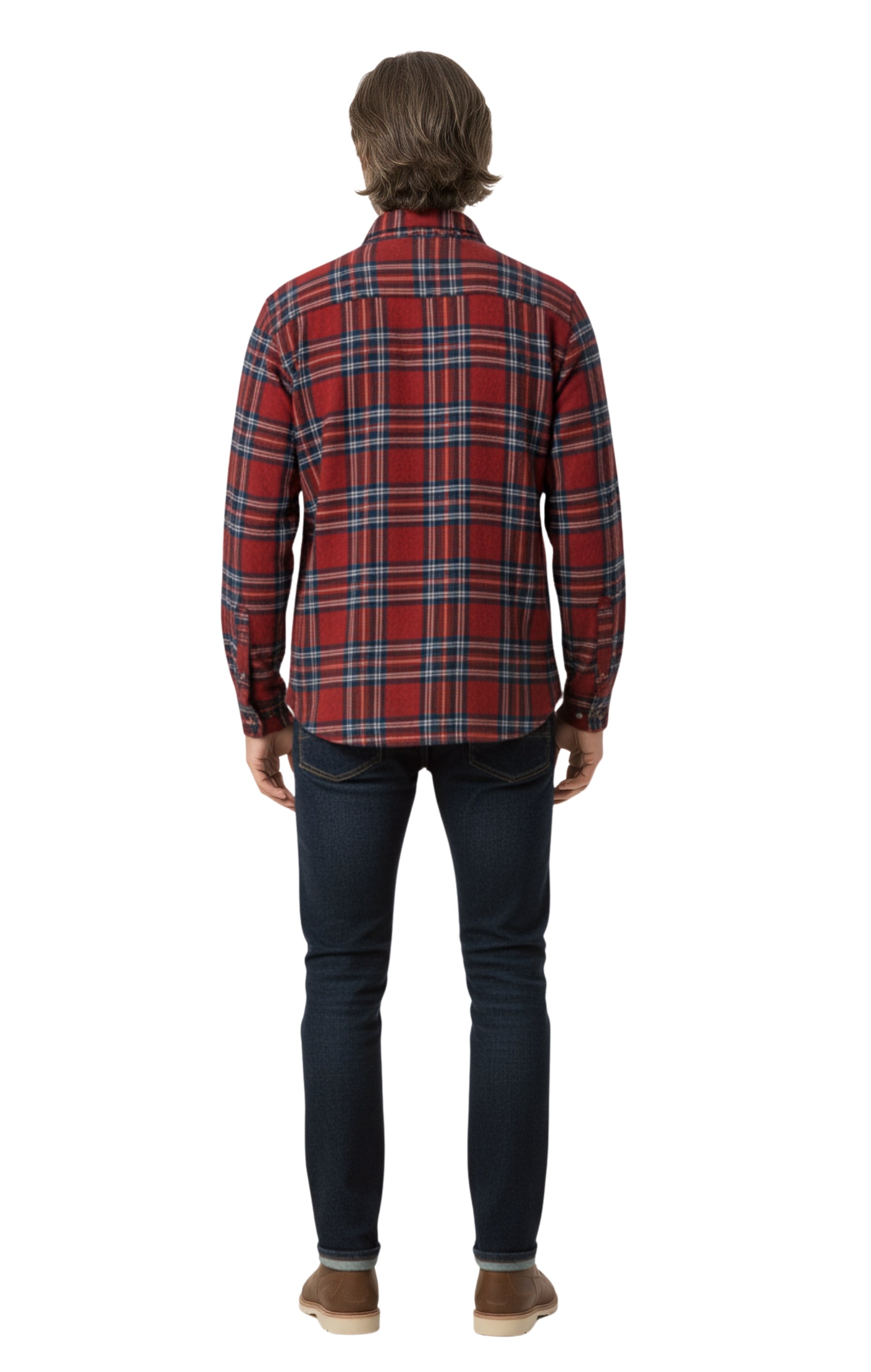 Men's Heathered Fleece Overshirt with Chest Pockets and Tortoise-shell patterned Buttons 5