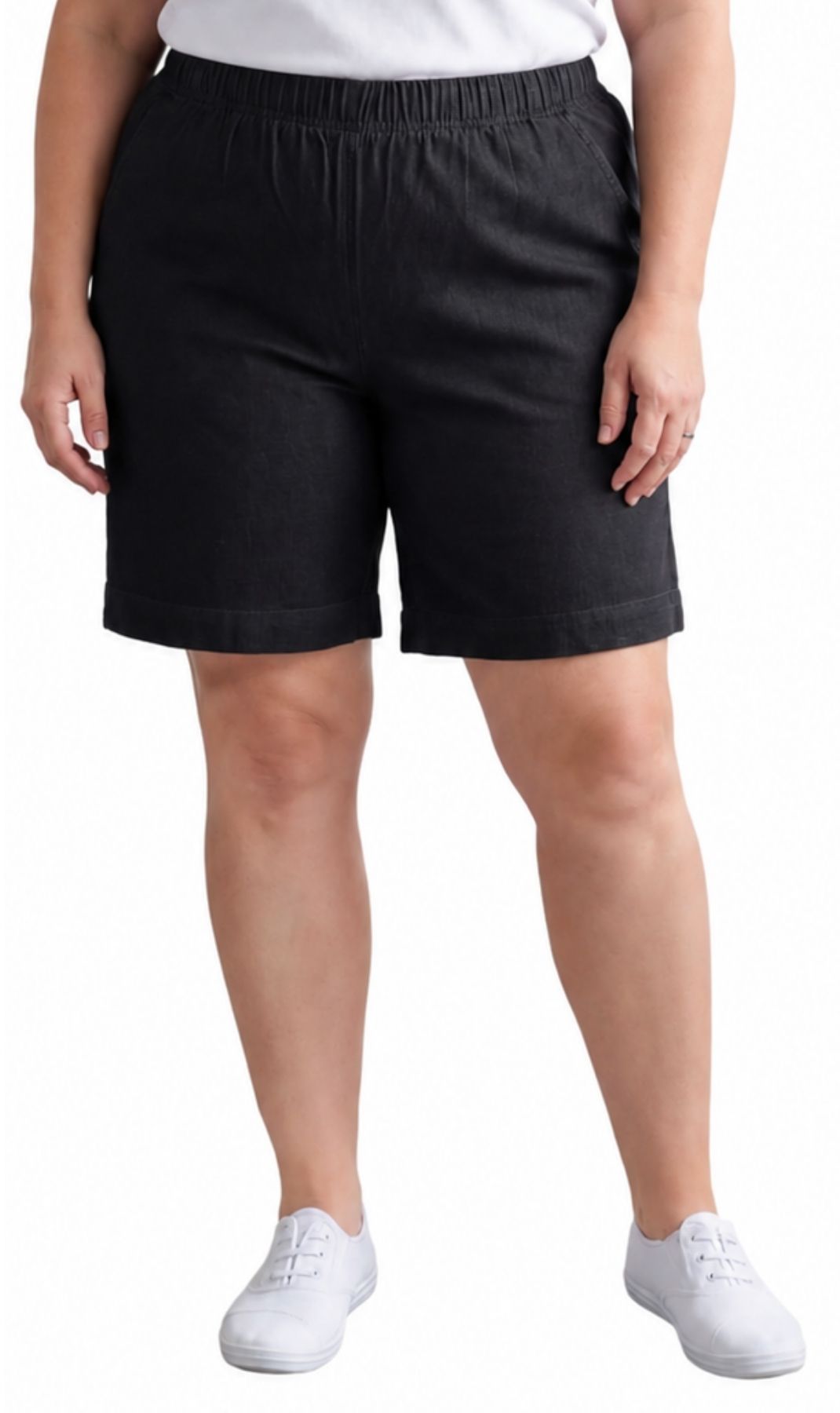 Women's Pull-On Denim and Twill Shorts — Stretch Waist No Zipper 33