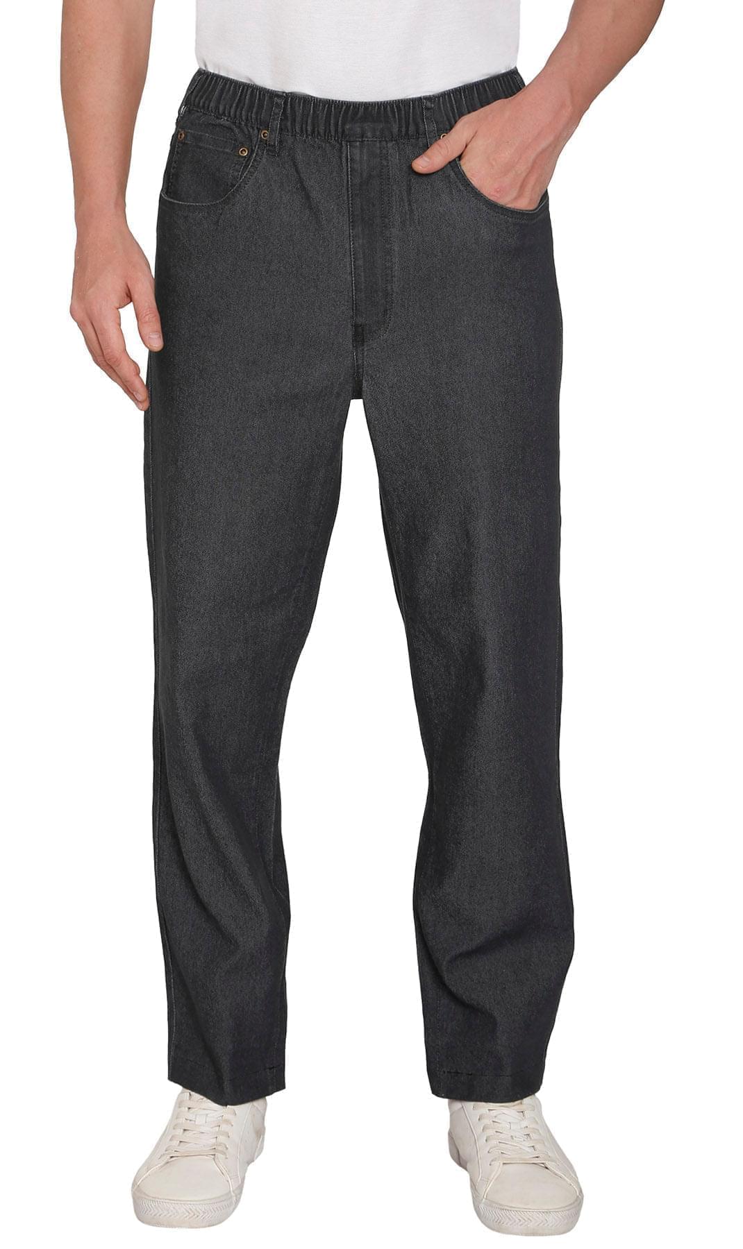 Men's Lightweight Casual Elastic Waist Pull-On Jeans – Denim & Twill Pants with Easy Fit 58