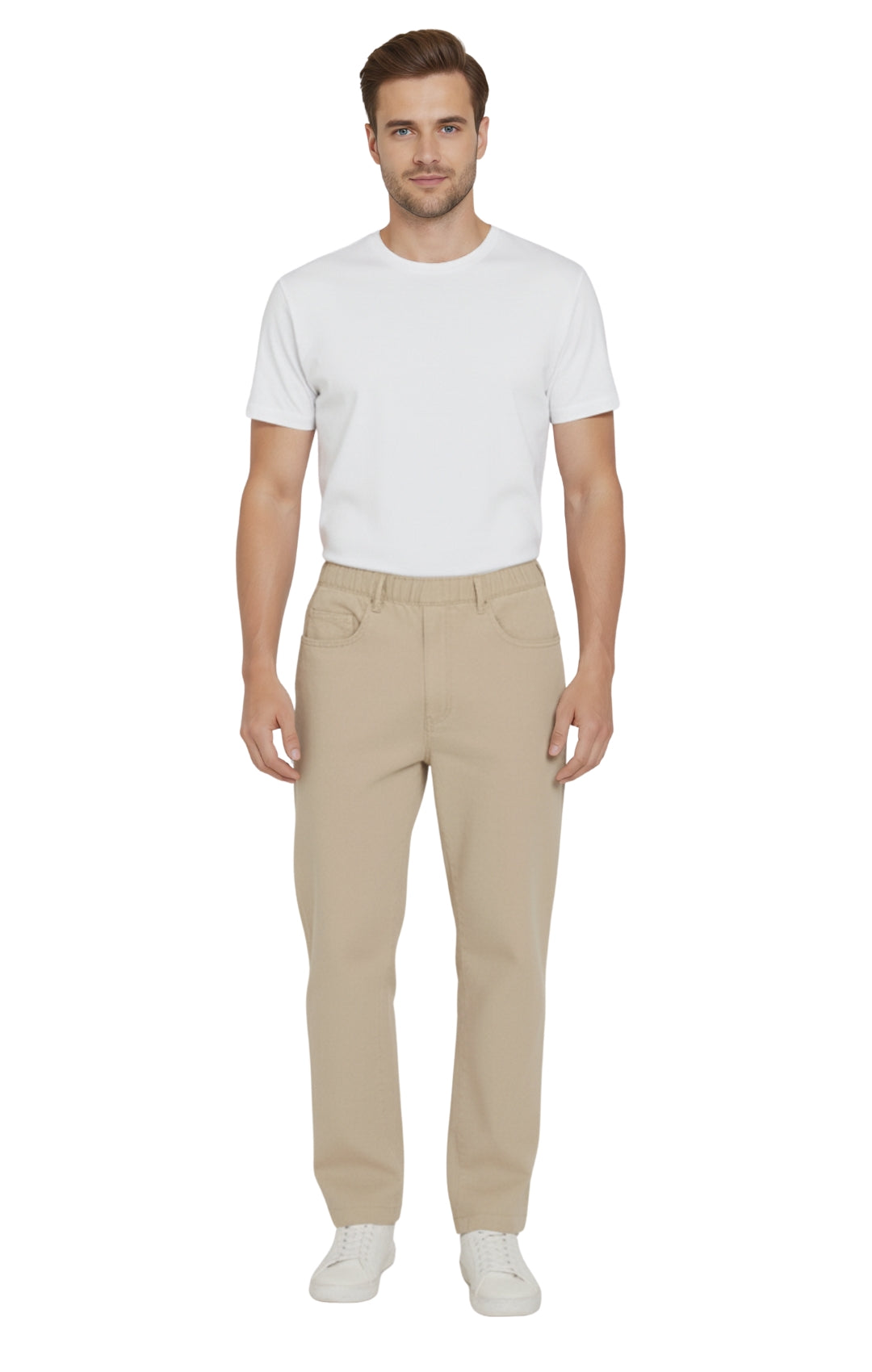 Men's Lightweight Casual Elastic Waist Pull-On Jeans – Denim & Twill Pants with Easy Fit 22
