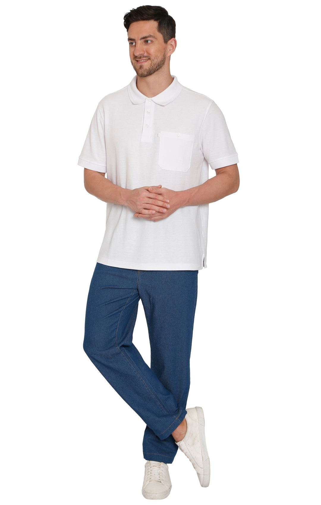 Men's Lightweight Casual Elastic Waist Pull-On Jeans – Denim & Twill Pants with Easy Fit 30