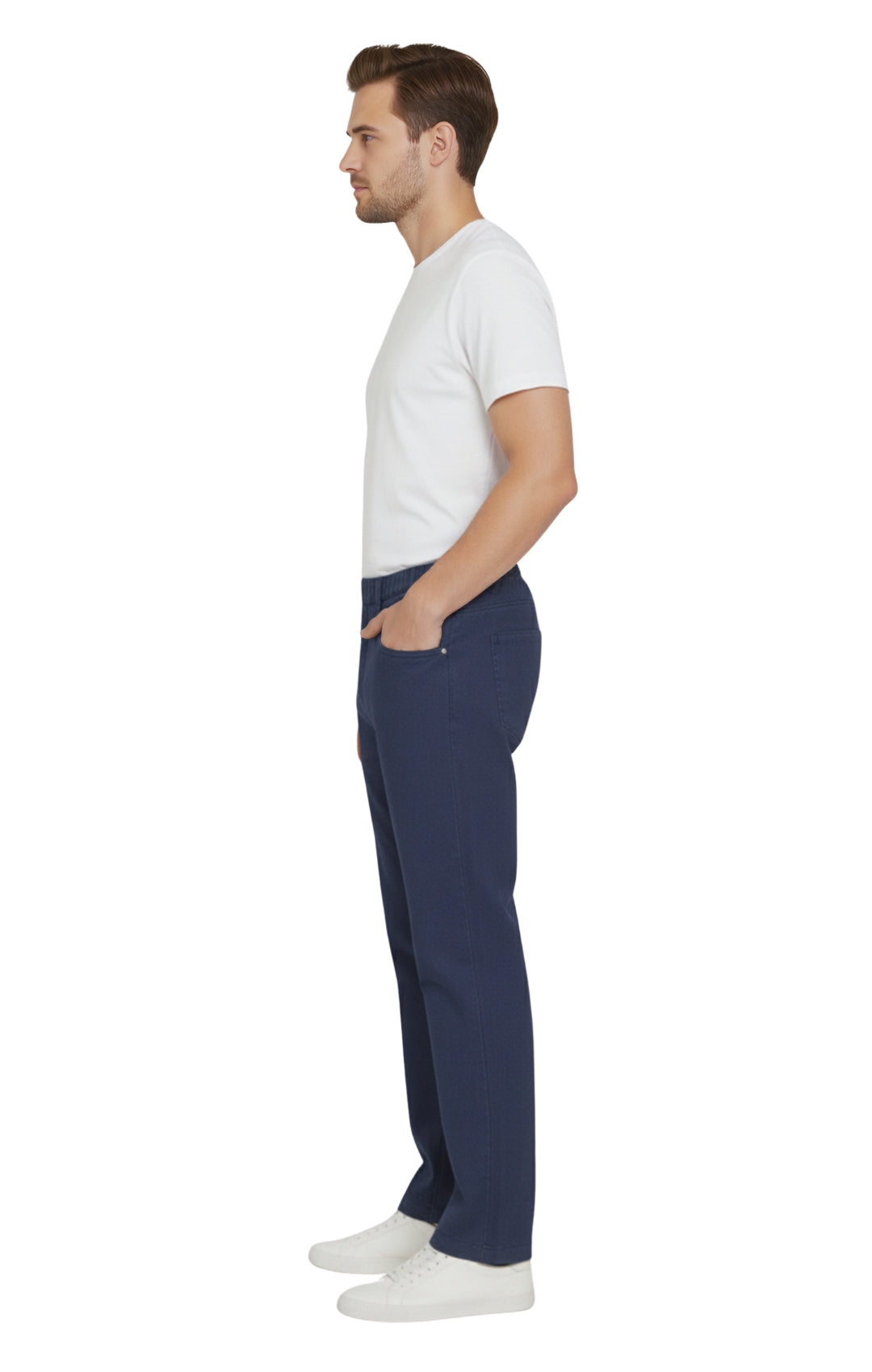 Men's Lightweight Casual Elastic Waist Pull-On Jeans – Denim & Twill Pants with Easy Fit 38