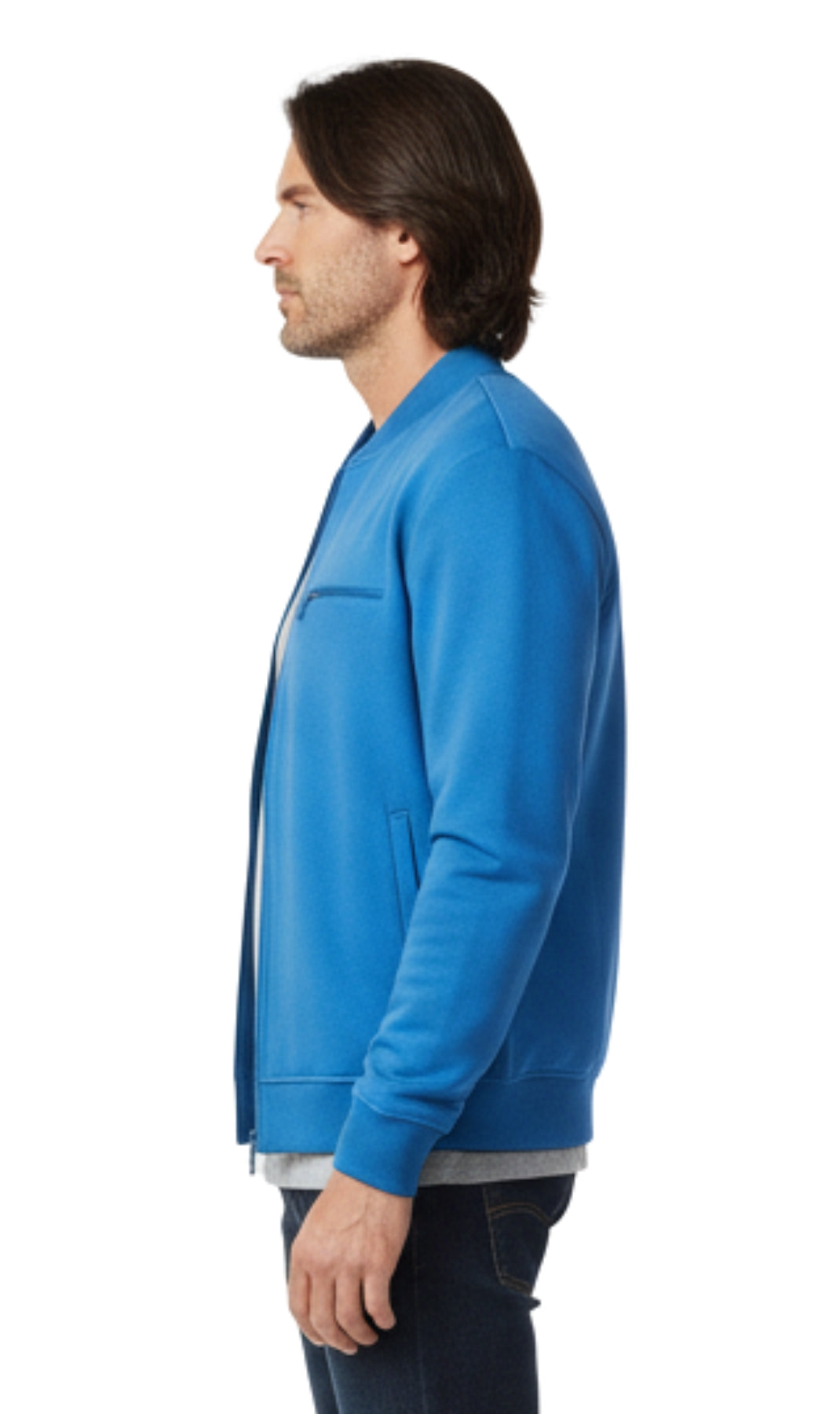 Men's Classic Zip-Up Baseball Fleece Jacket in Lightweight Cotton Blend Fabric with Sporty Edge 3