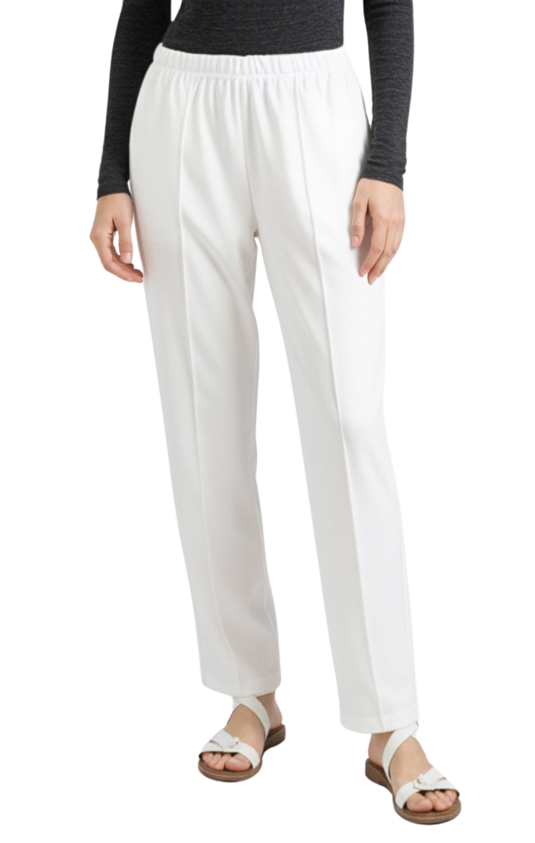 Womens Classic Poly Knit Pants - Pull On Slacks with Elastic Waist 19