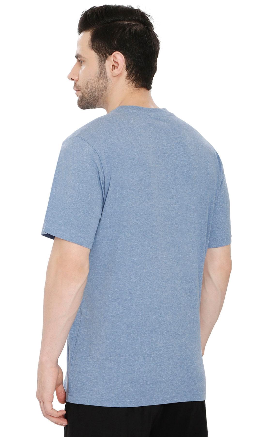 Men's Crew Neck Tee Shirt ÔÇô Essential Short Sleeve Tee For Everyday Blue Heather- Back-TURTLE BAY APPAREL