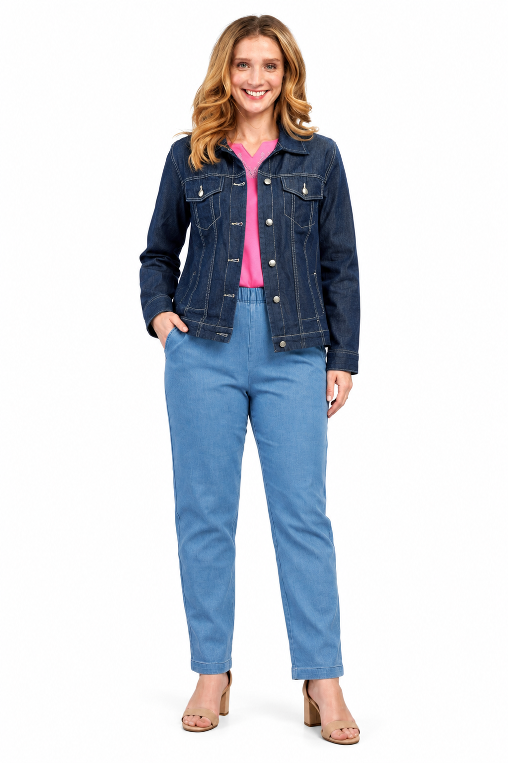 Turtle Bay Apparel Women's Button Front Classic Denim Jacket with front pocket