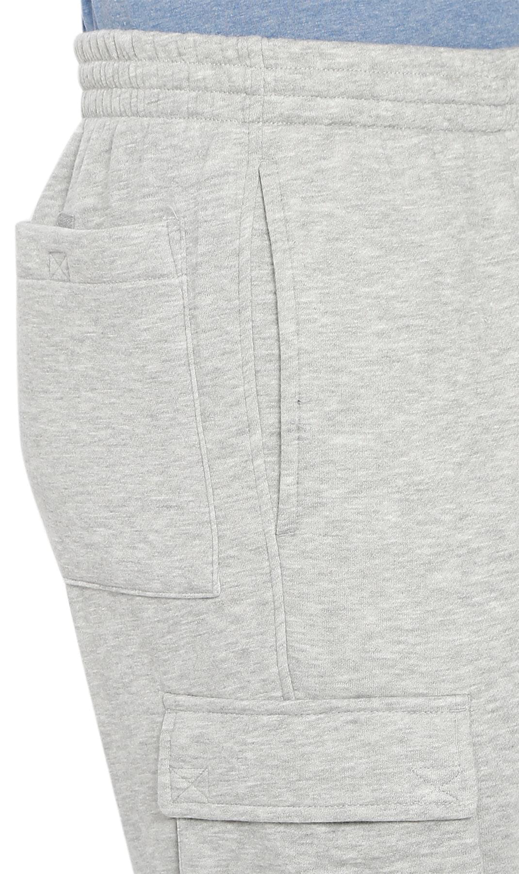 Men's Fleece Cargo Pants - Comfy Sweatpants for No-Chill Chillin' Grey Heather - pocket -TURTLE BAY APPAREL