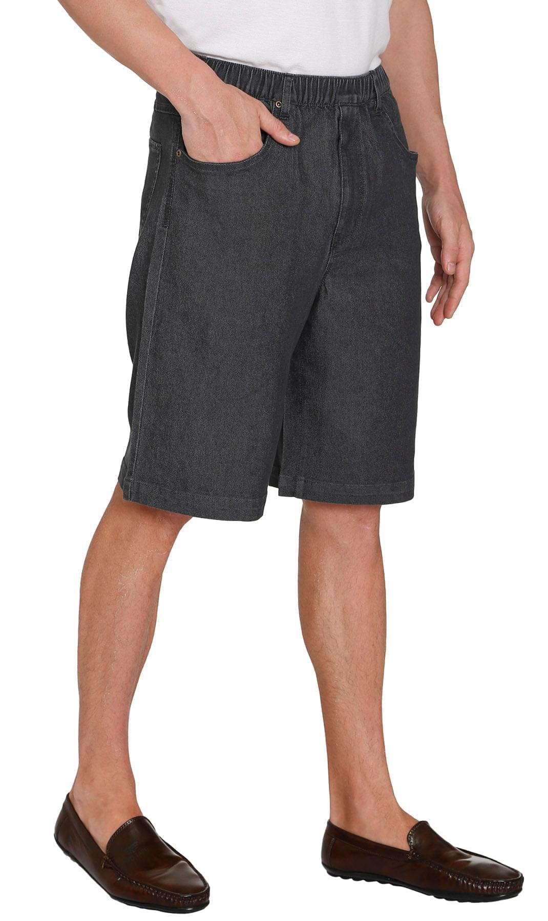 Men's Pull On Shorts - Easy Step-In Styling Free of Buttons and Snaps - black - Side -TURTLE BAY APPAREL