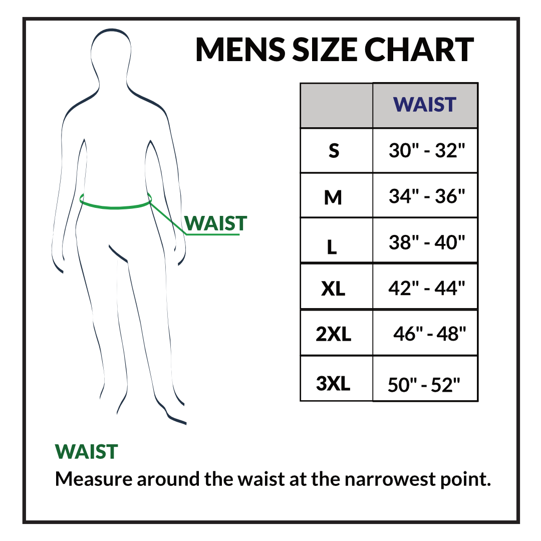 Men's Stretch Waist Pull On Shorts  in Denim and Twill  Size chart