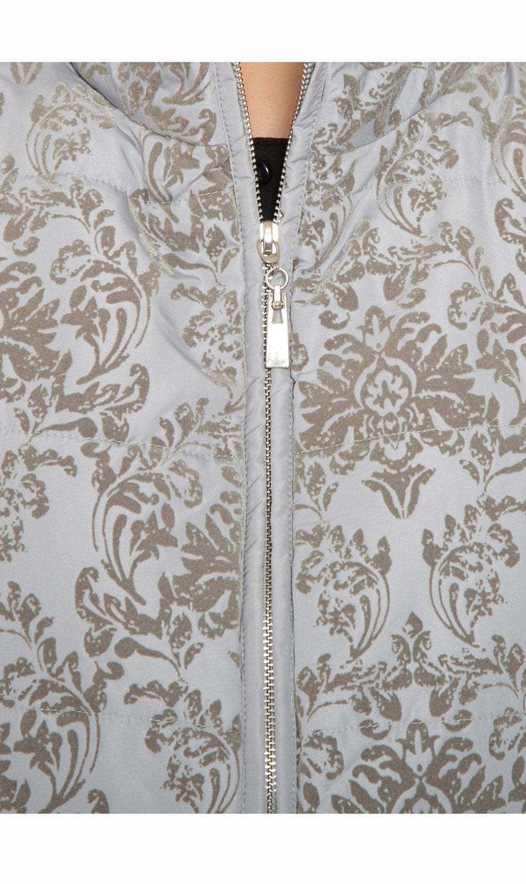 Women's Flocked Damask Print Zip Front Vest With Lining And Fill - close up - TURTLE BAY APPAREL