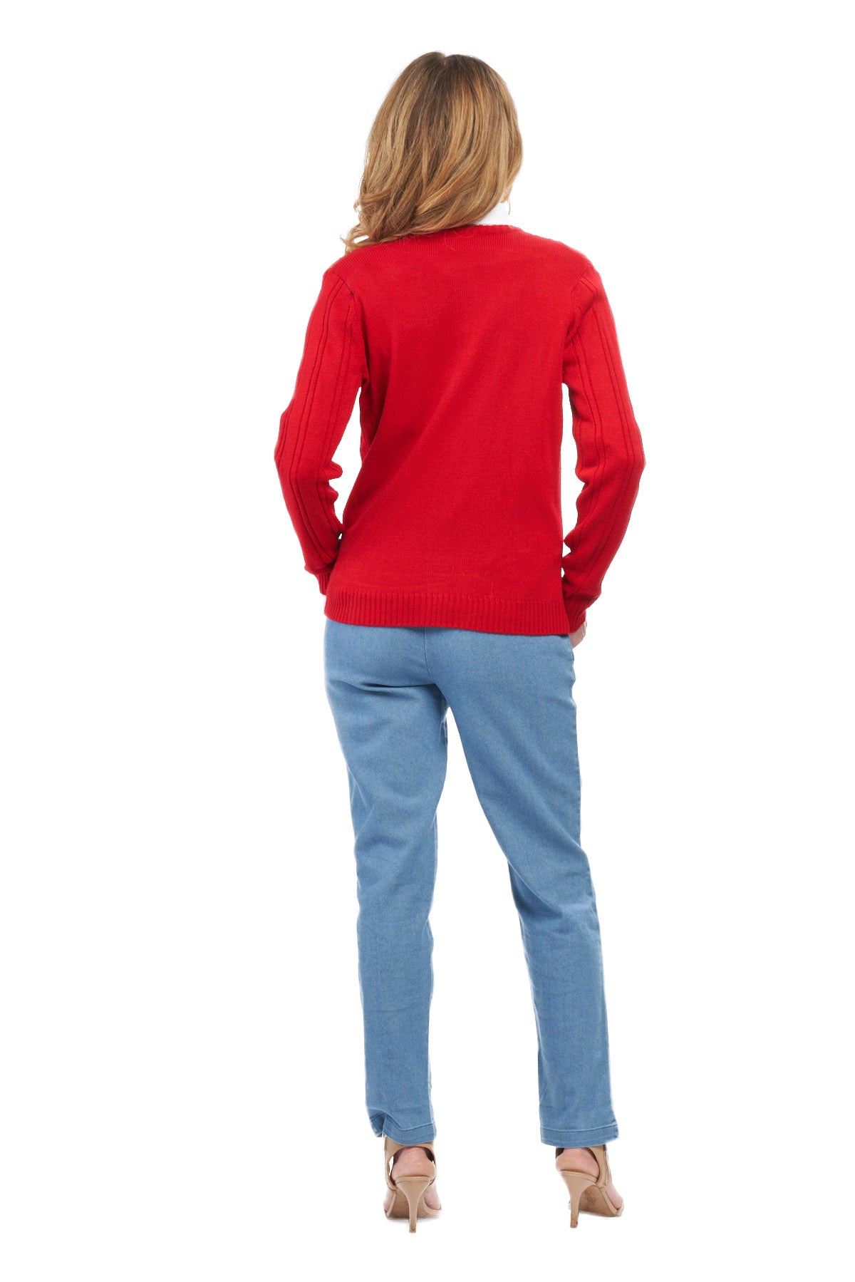 Women's Classic Button Front Cable Knit Cardigan in Soft Acryllic 16