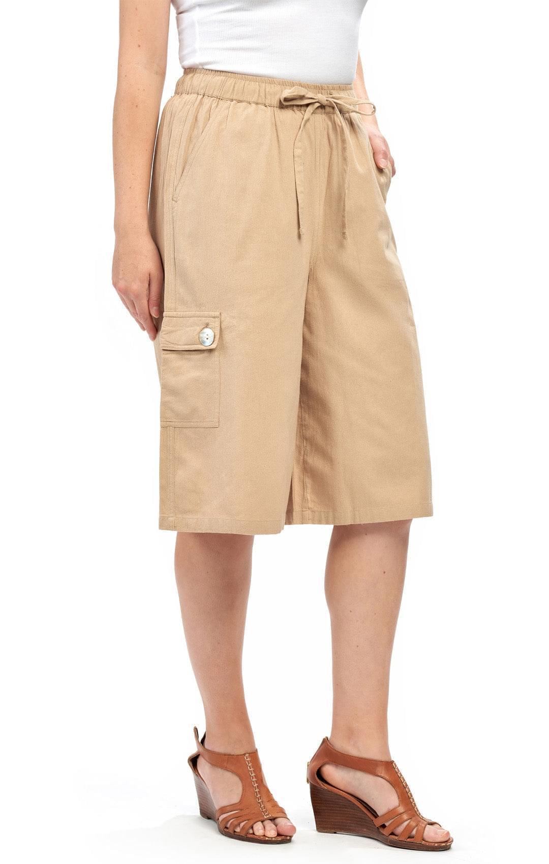 Women's Calcutta Split Skirt With Cargo Pocket -The Sportiness of Shorts, The Coolness of a Skirt Khaki - Side - TURTLE BAY APPAREL